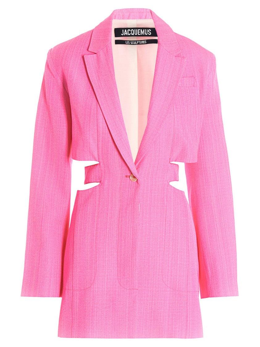 JACQUEMUS Bari Cutout Single-breasted Mini Blazer Dress In Pink Product Image