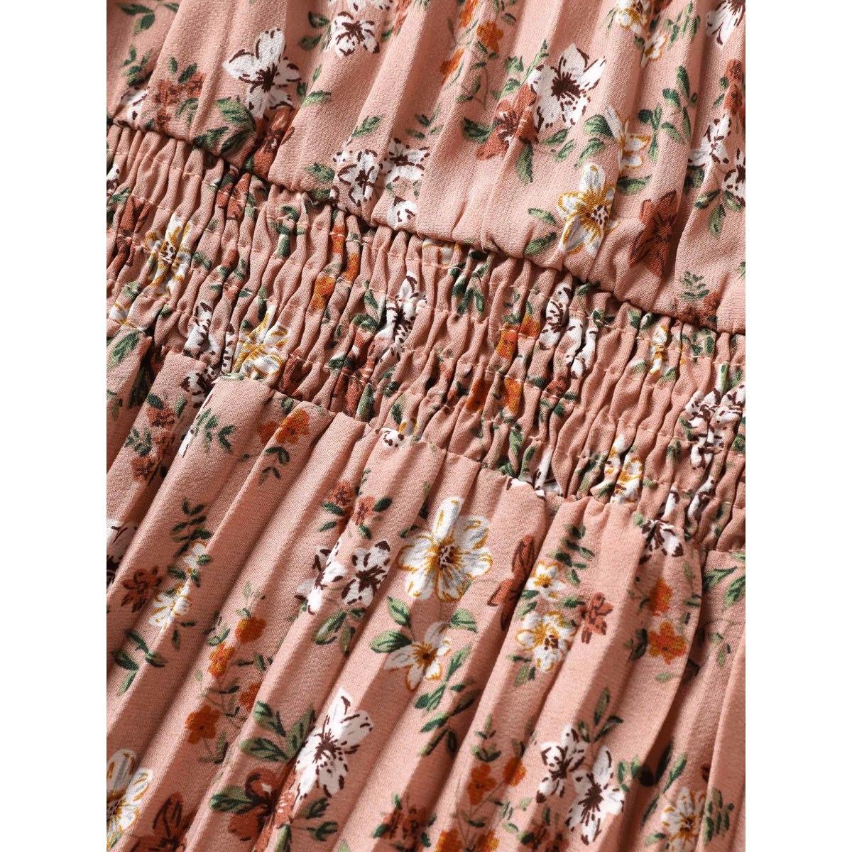 Plus Size Ditsy Floral Pleated Frill Trim Sleeveless Dress Crepe Women Elegant Frill Trim Mock Neck Sleeveless Curvy BloomChic 18-20/2X Product Image