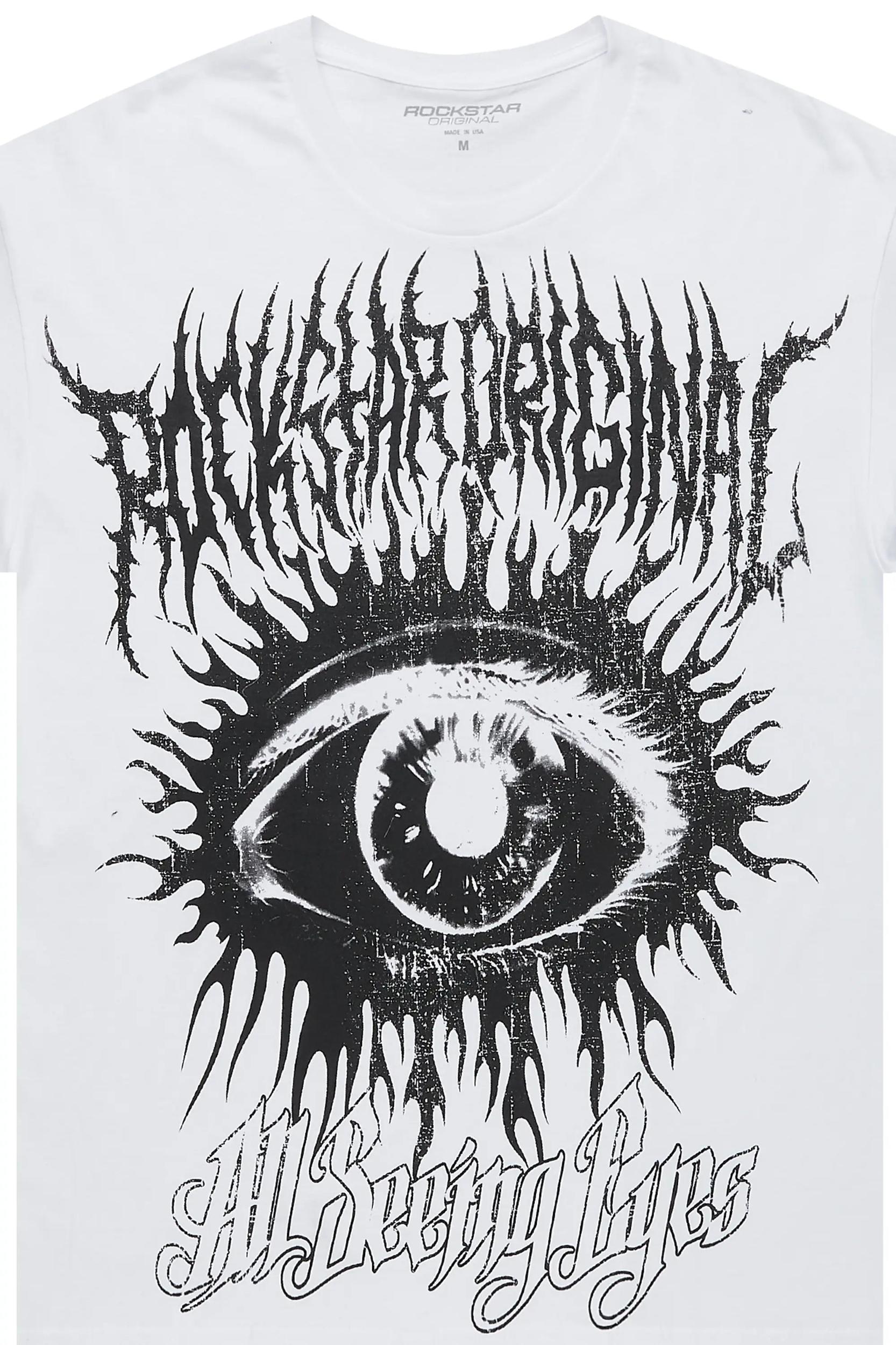 All Seeing Eyes White Graphic T-Shirt Male Product Image