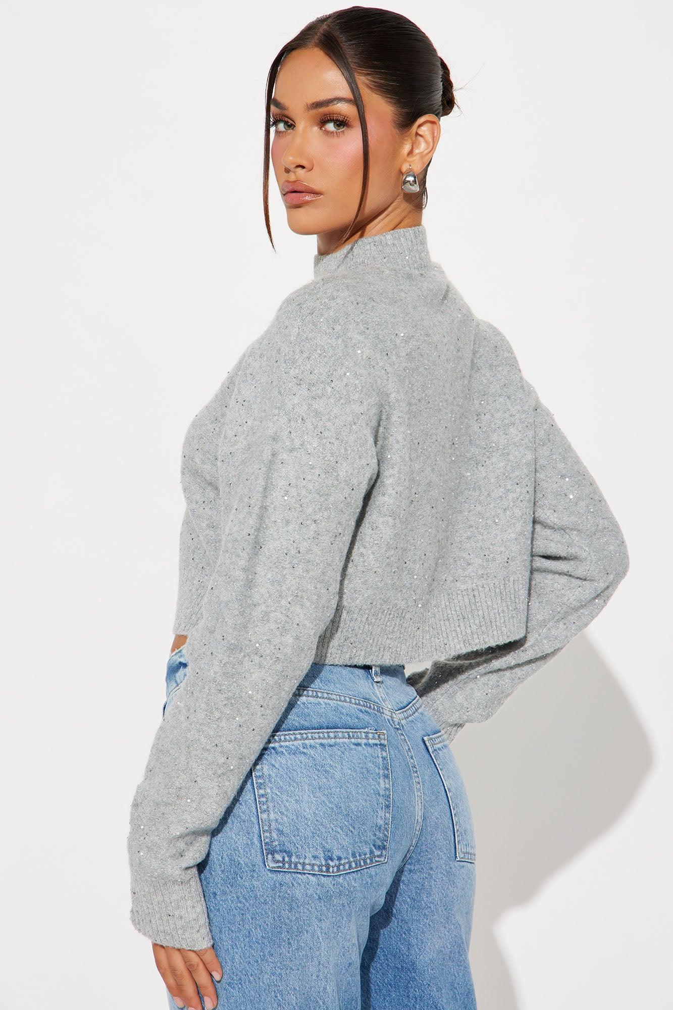 Starry Night Embellished Sweater - Grey/Silver Product Image