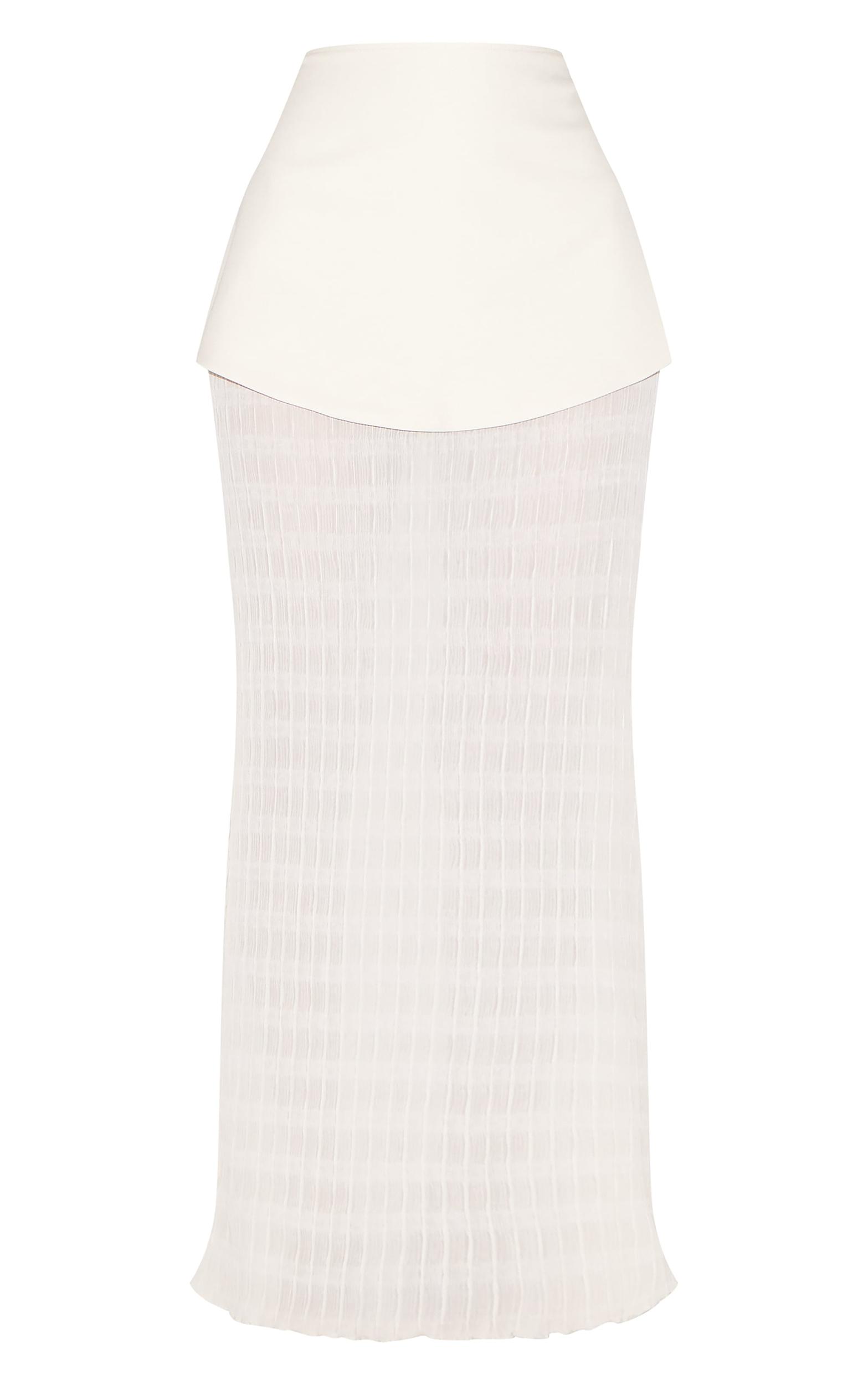 Cream Overlay Detail Textured Woven Maxi Skirt Product Image