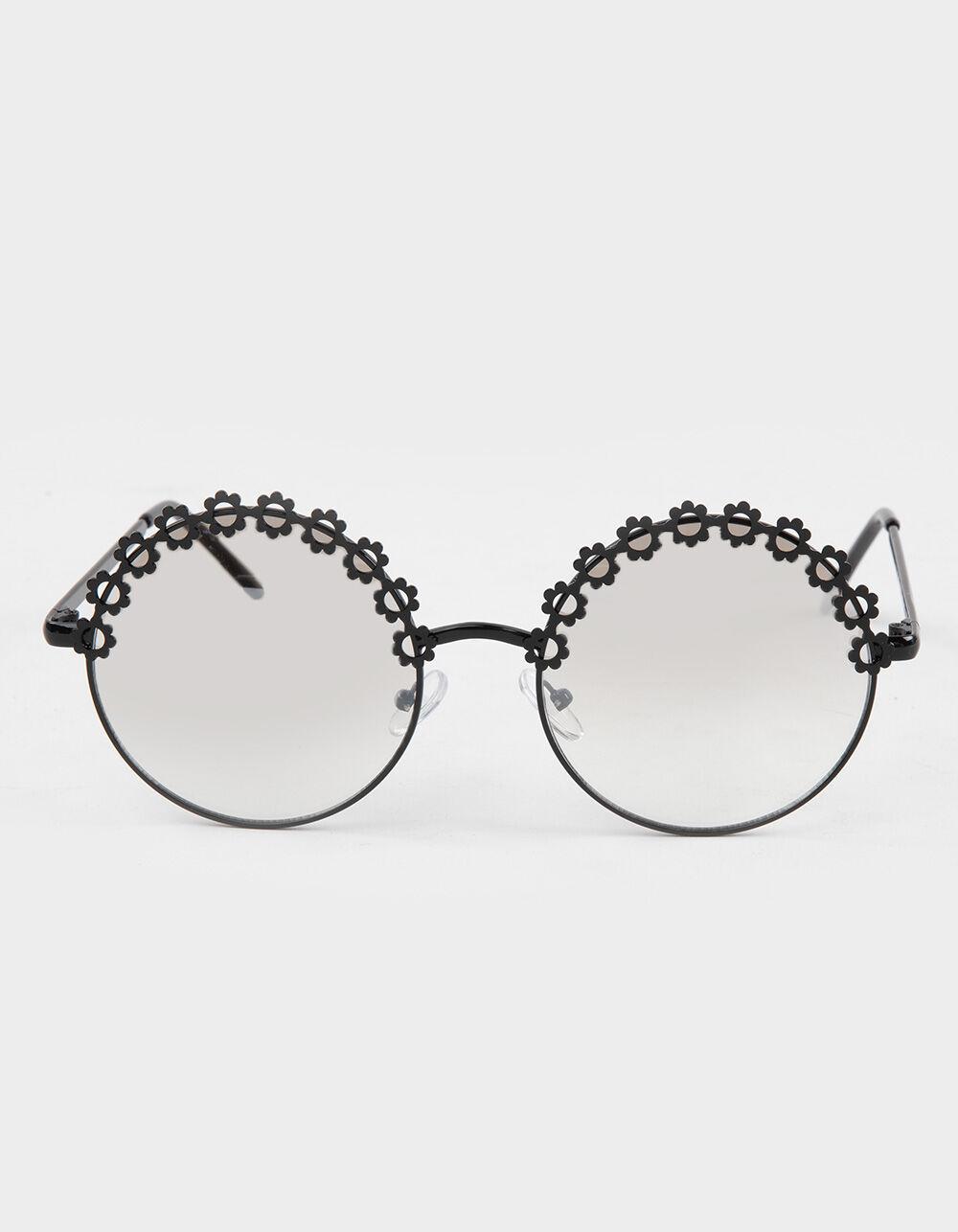 RSQ Metal Flower Hippie Sunglasses - BLACK Product Image