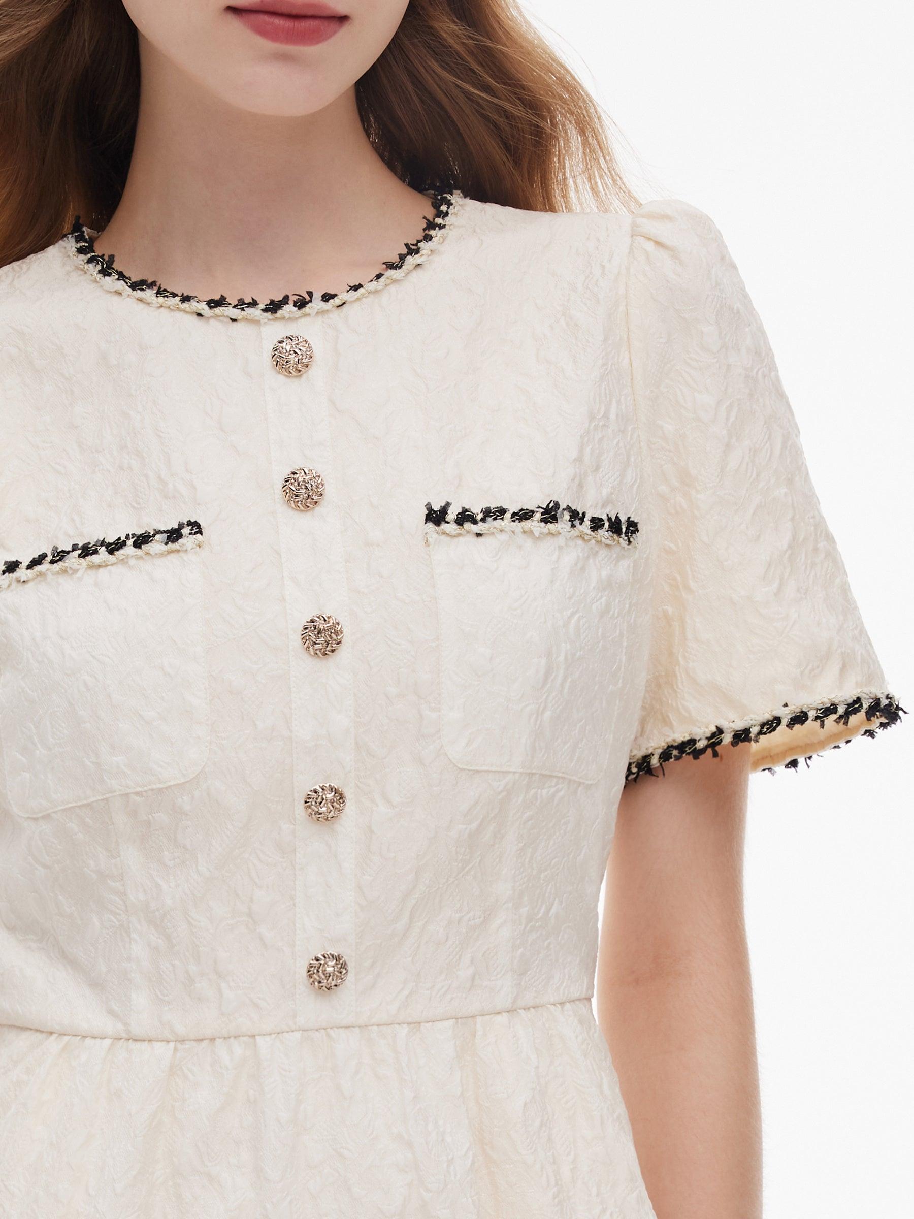 Jacquard Round Neck Women Mini Dress Product Image