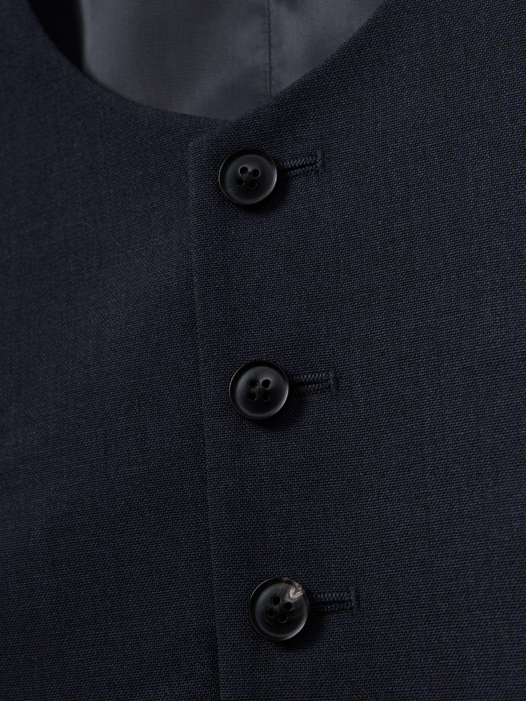 Horse Shoe Slim Fit Wool Waistcoat in Navy Product Image