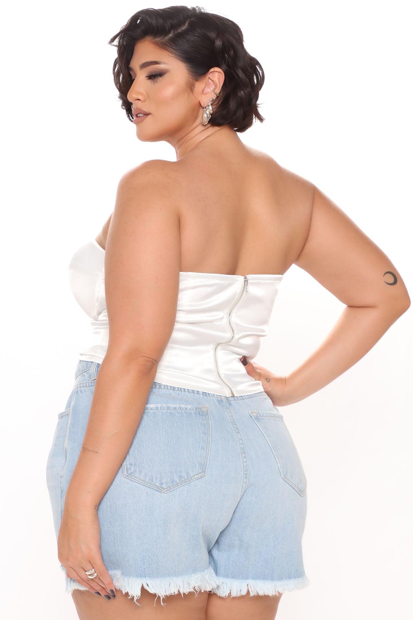 Please Her Satin Corset Top - White Product Image