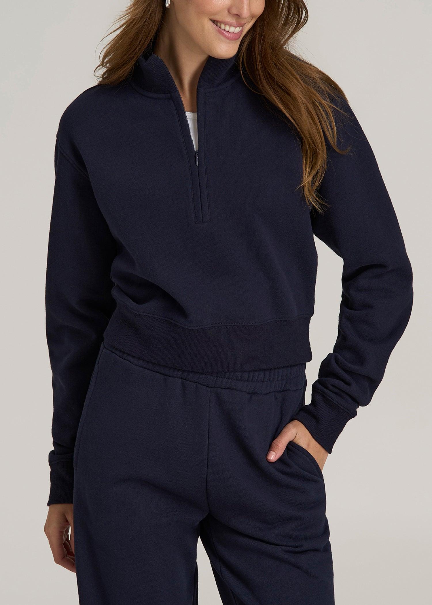 Wearever 2.0 Fleece Half-Zip Cropped Sweatshirt for Tall Women in Evening Blue Female Product Image