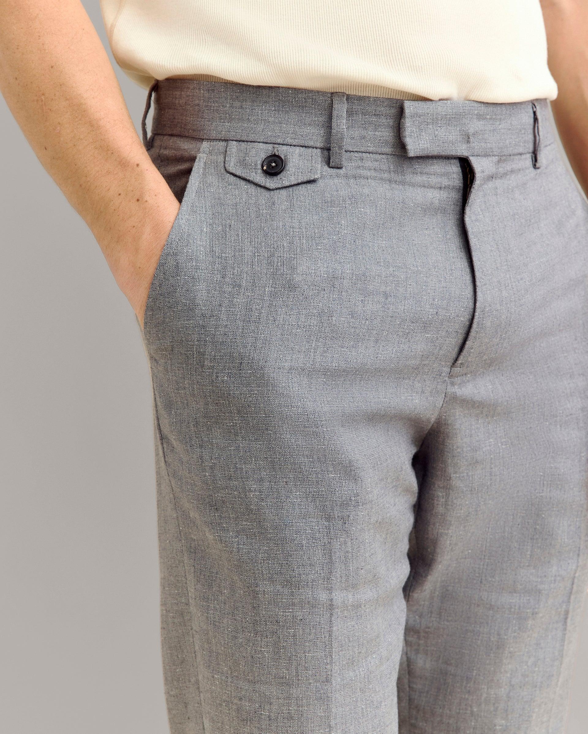 Textured Flat Front Trouser -  Product Image