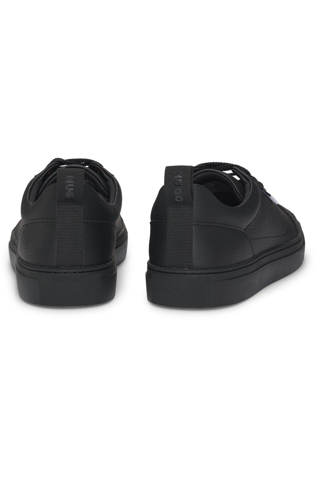 HUGO - Low-top trainers in grained faux leather - Black Product Image