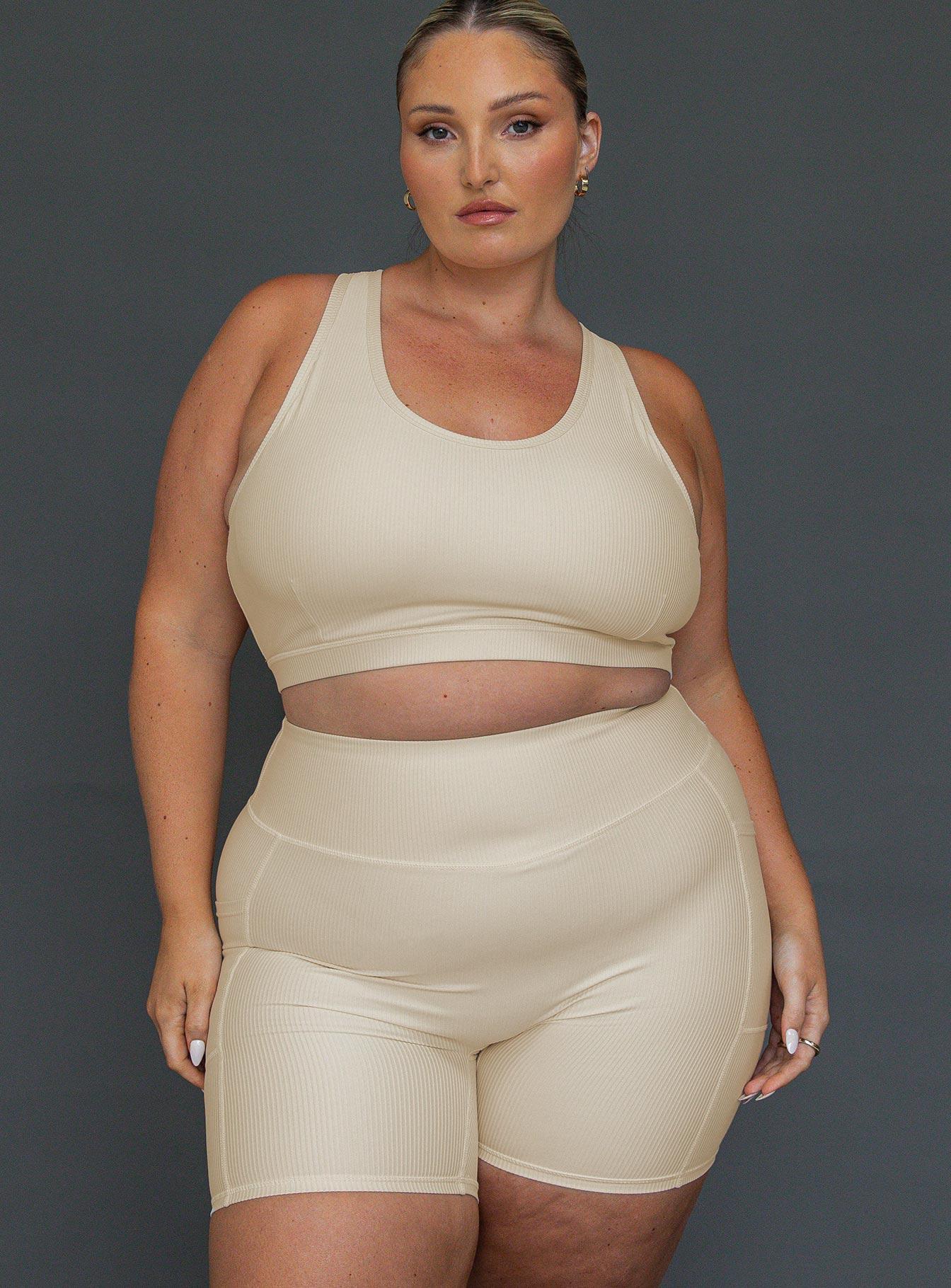 Turbo Activewear Rib Top Latte Curve Product Image