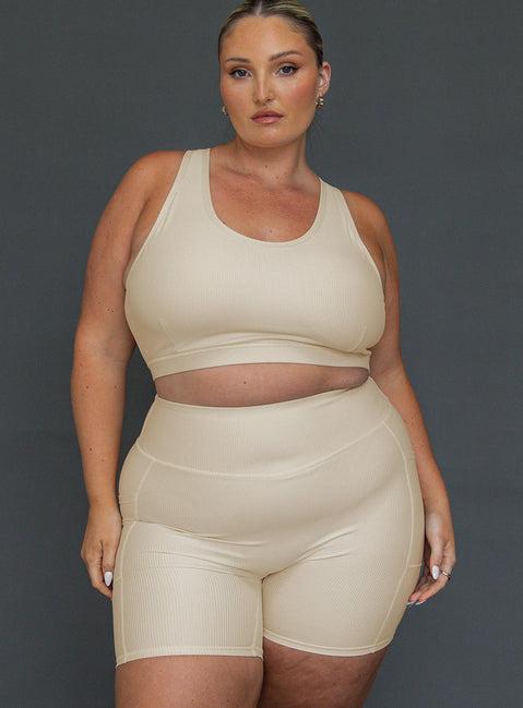 Turbo Activewear Rib Top Latte Curve Product Image