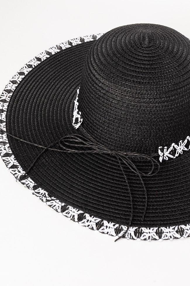 Black Stitch Brim Straw Hat FINAL SALE Product Image