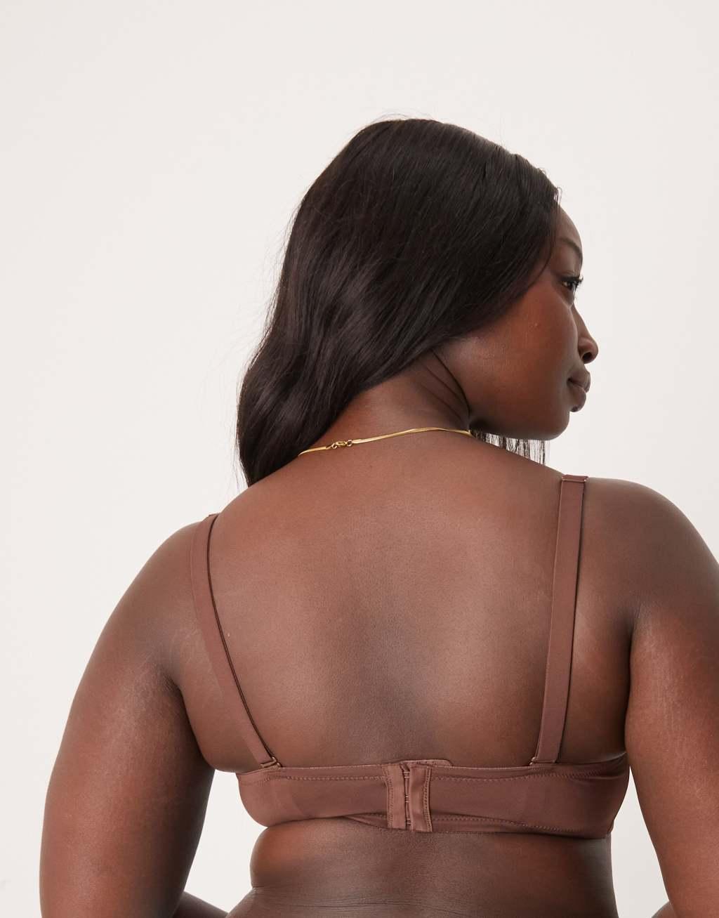 ASOS DESIGN Curve molded multiway strapless bra in brown Product Image