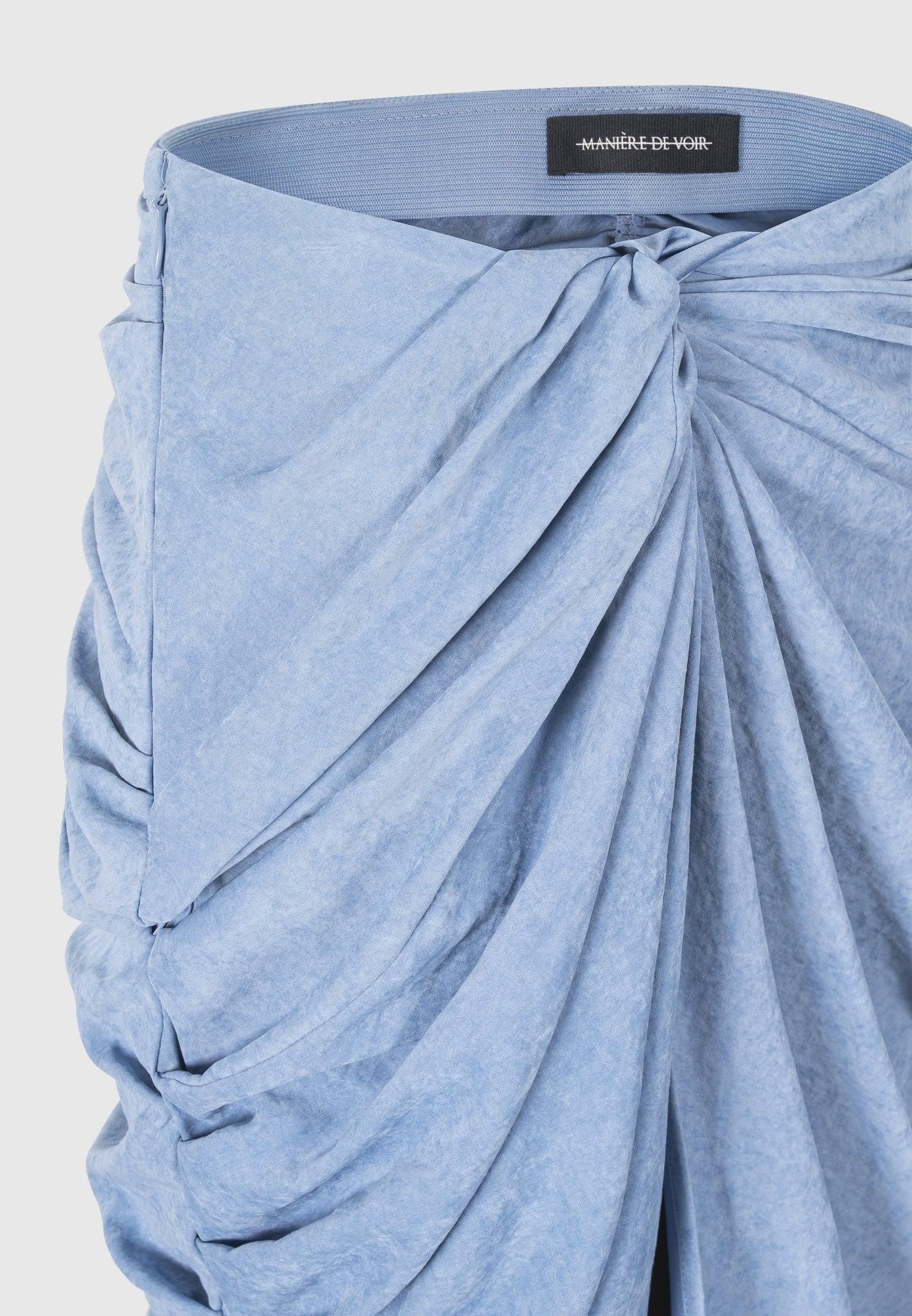 Asymmetric Drape Midaxi Skirt - Blue Female Product Image