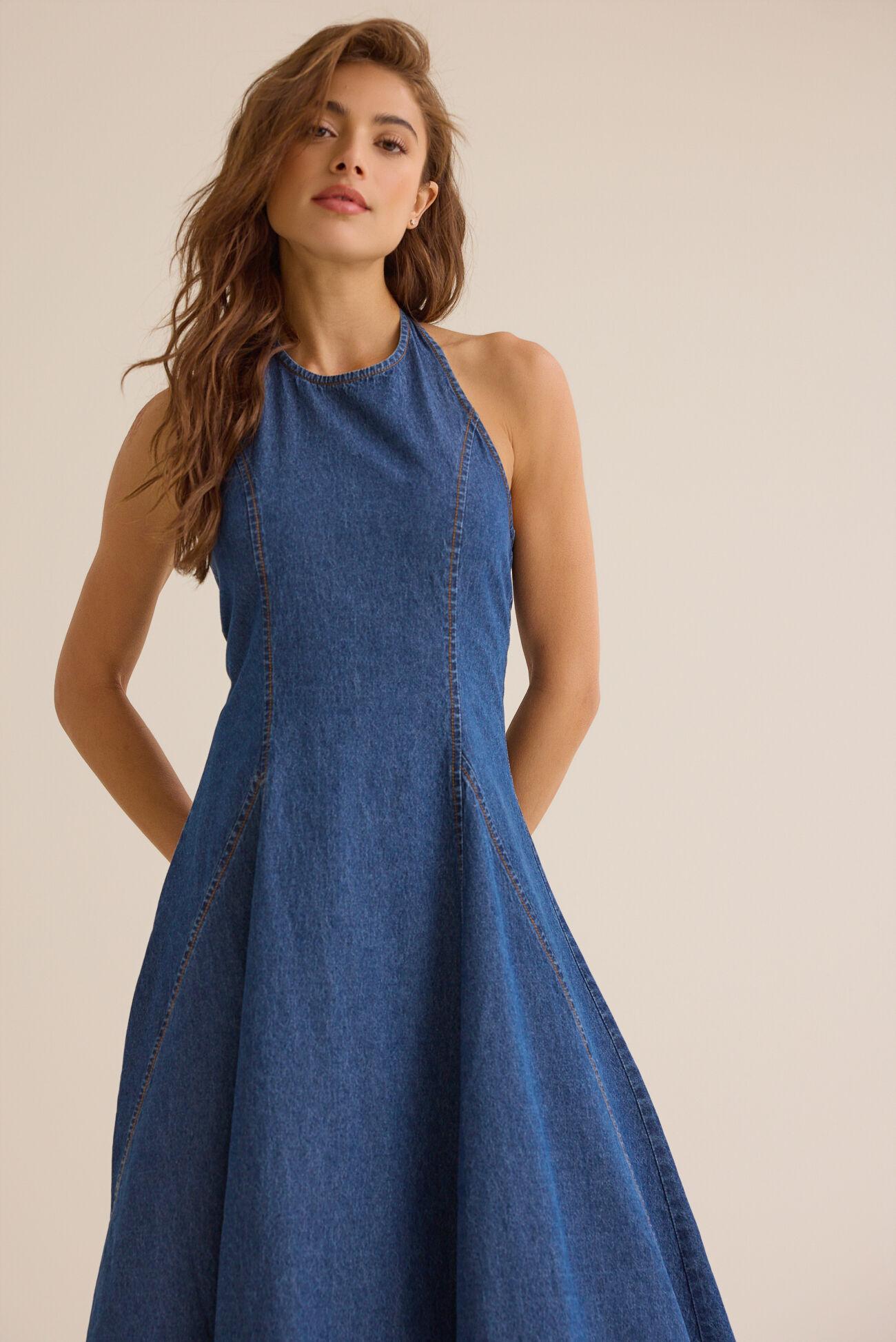 Ozzie Denim Midi Dress Product Image