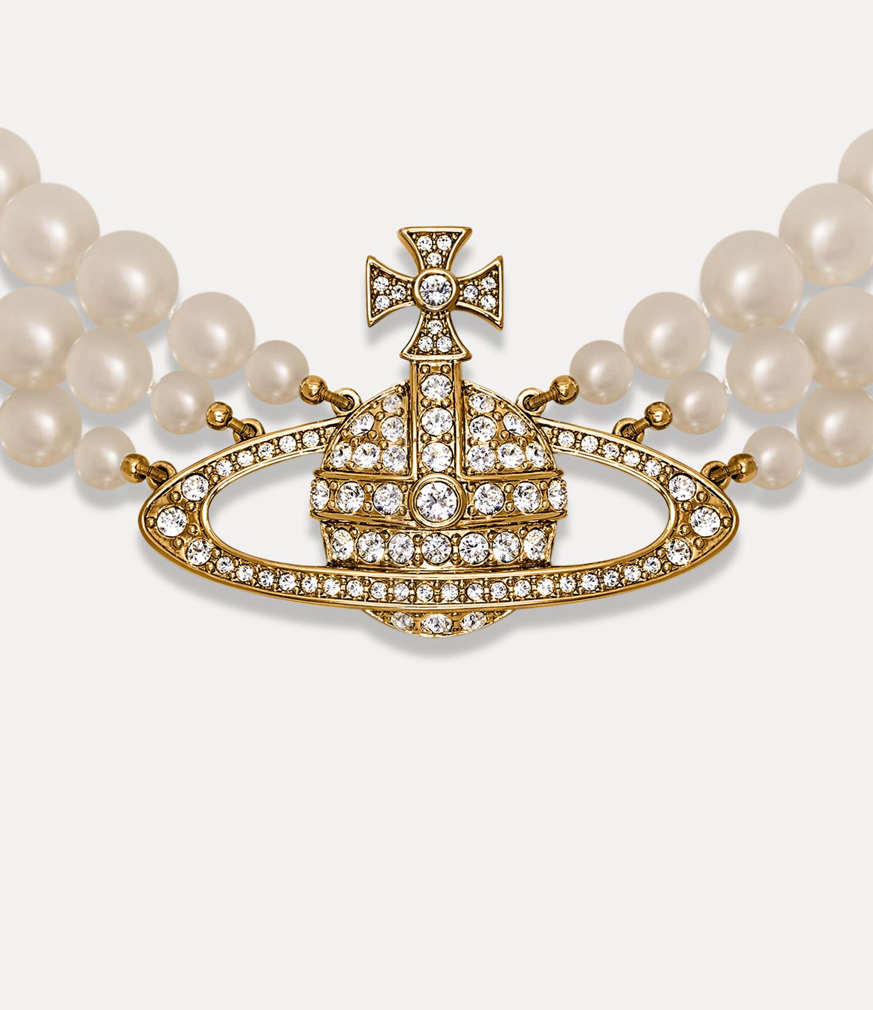 Three Row Pearl Bas Relief Choker Product Image