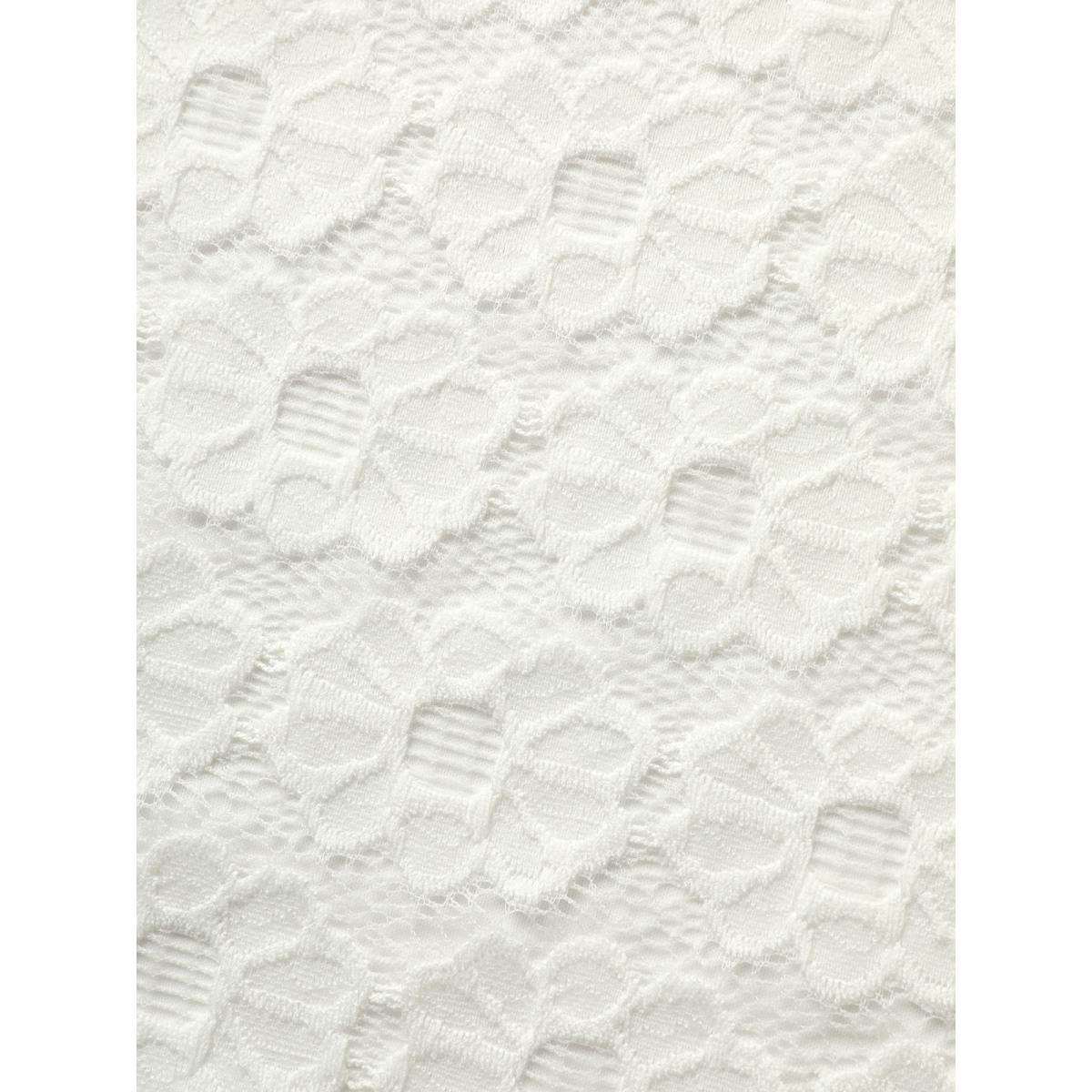 Plus Size Crochet Lace Mesh Belted Midi Dress Opticwhite Women Elegant V-neck Short sleeve Curvy BloomChic 30/6X Product Image