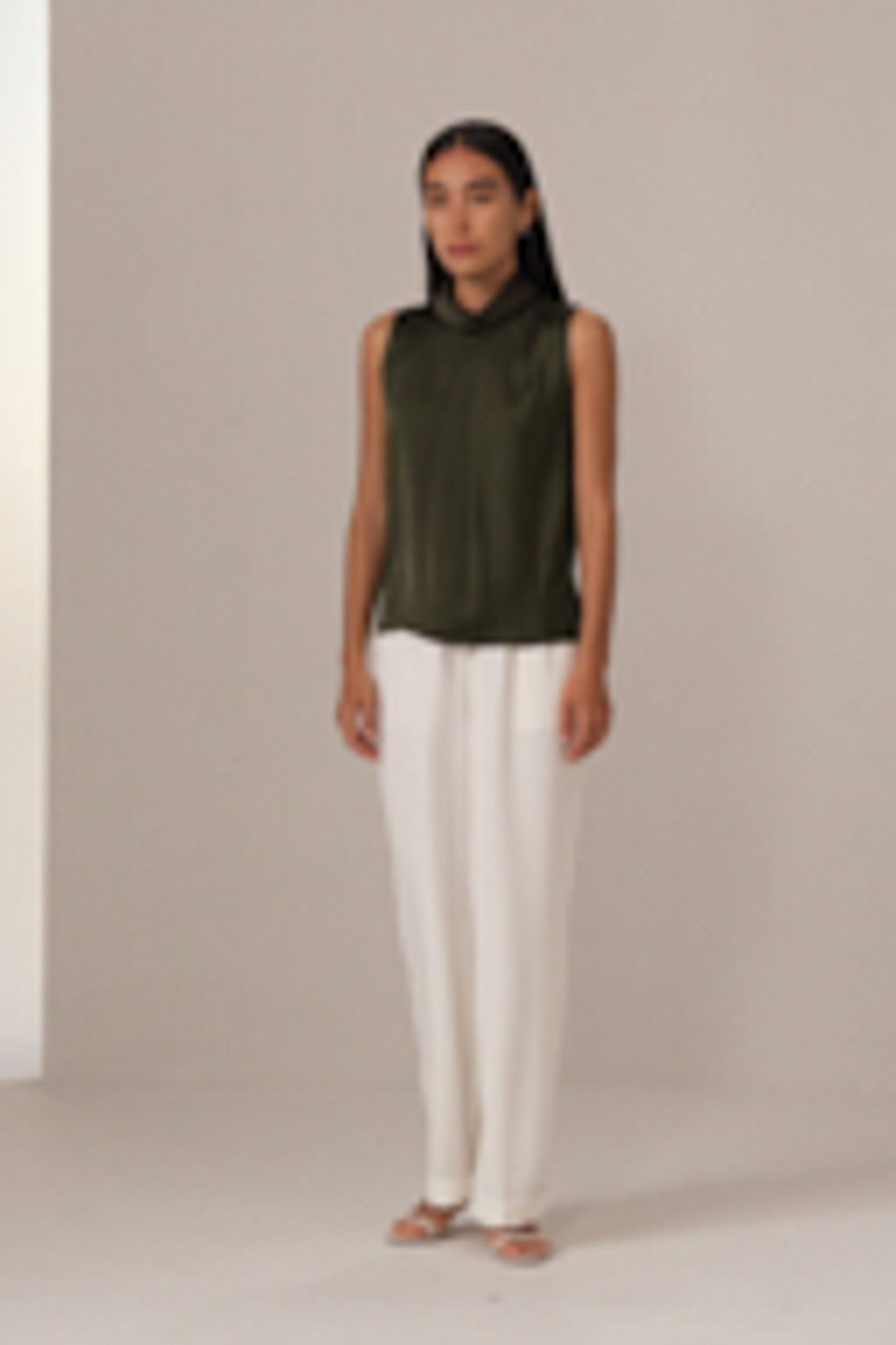 LILYSILK Silk Blouse Women - Dark Olive Mulberry Silk - Elegant Cowl Neck Blouse XS Product Image