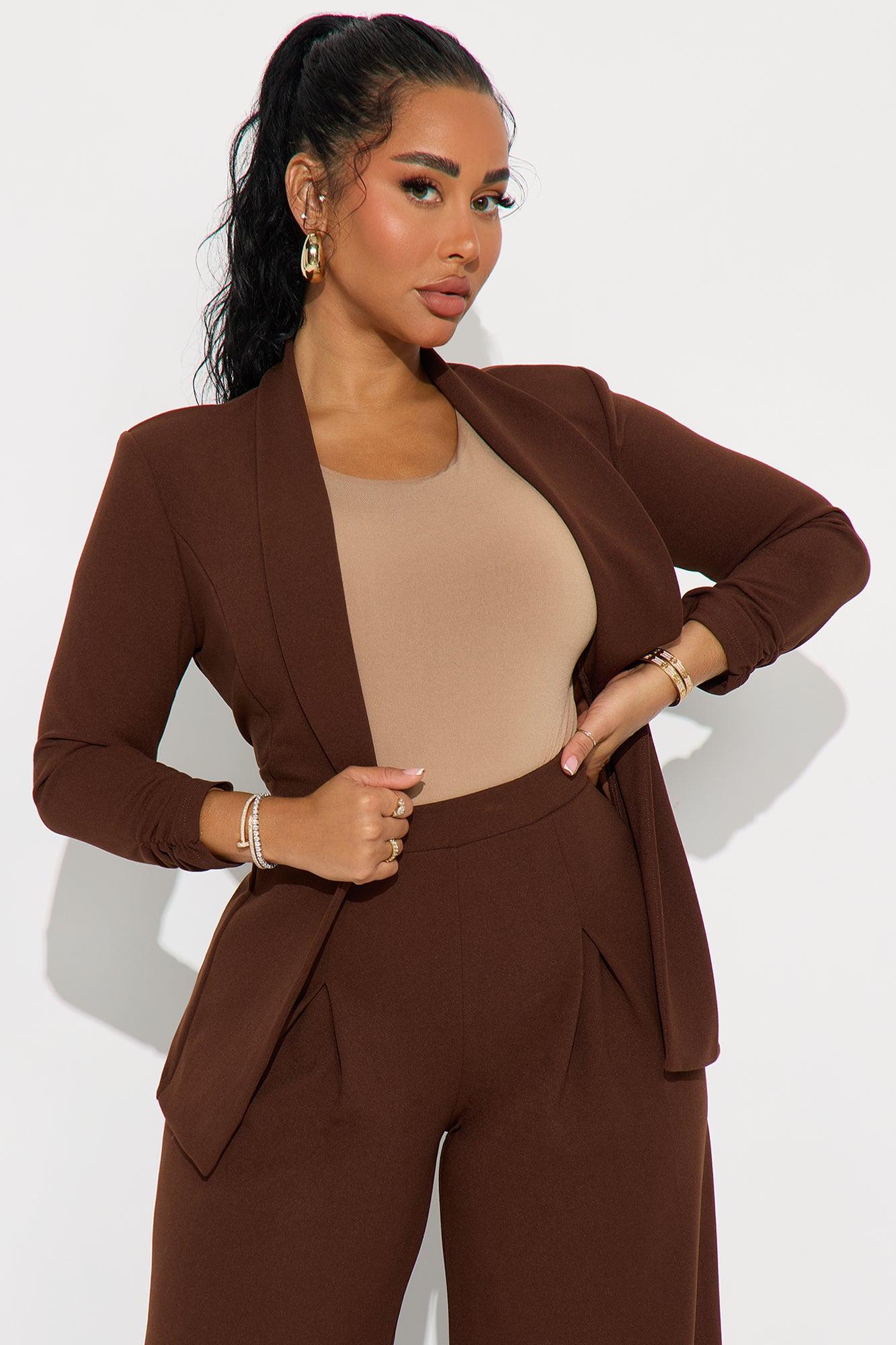 Reaching Goals Blazer Pant Set - Brown Female Product Image