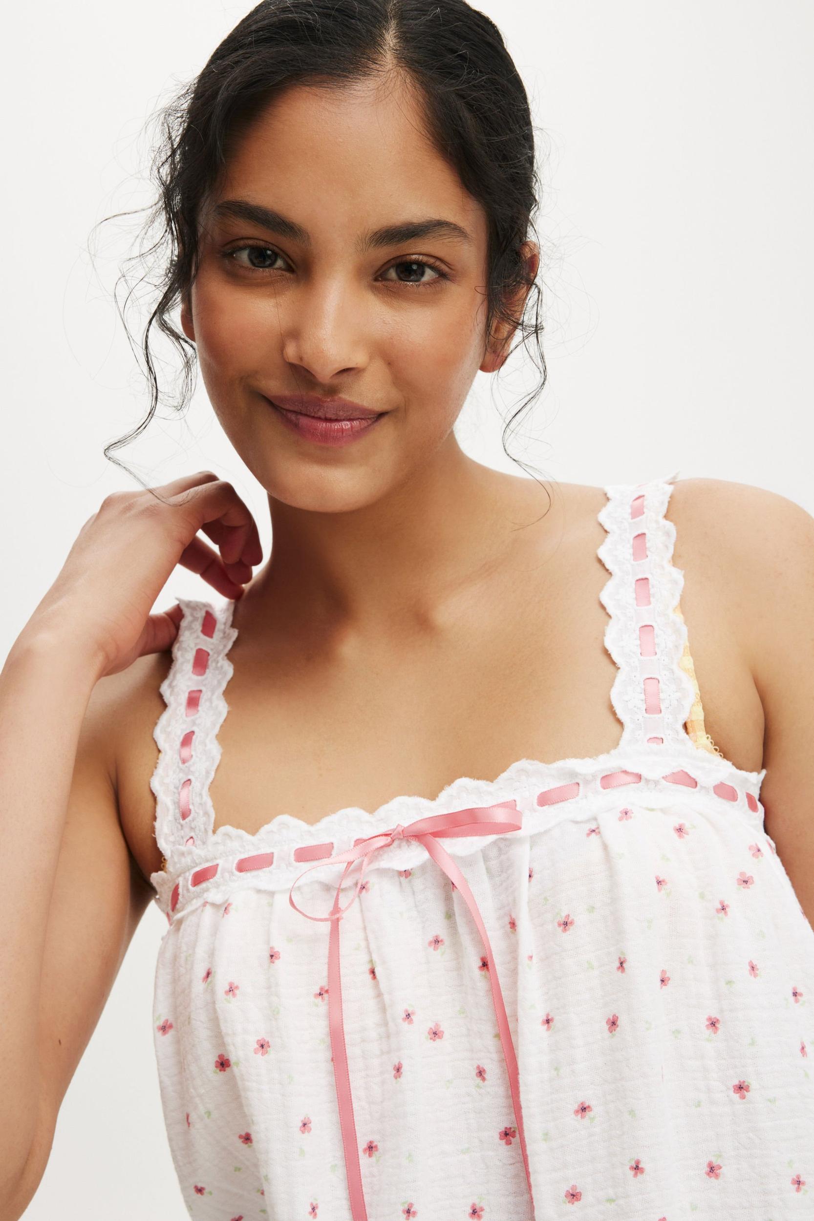 Lace Trim Babydoll Cami Set Product Image