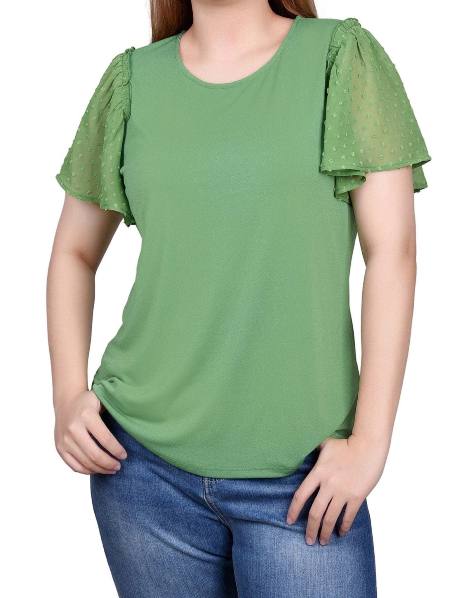 Clip Dot Flutter Sleeve Top - Petite Product Image