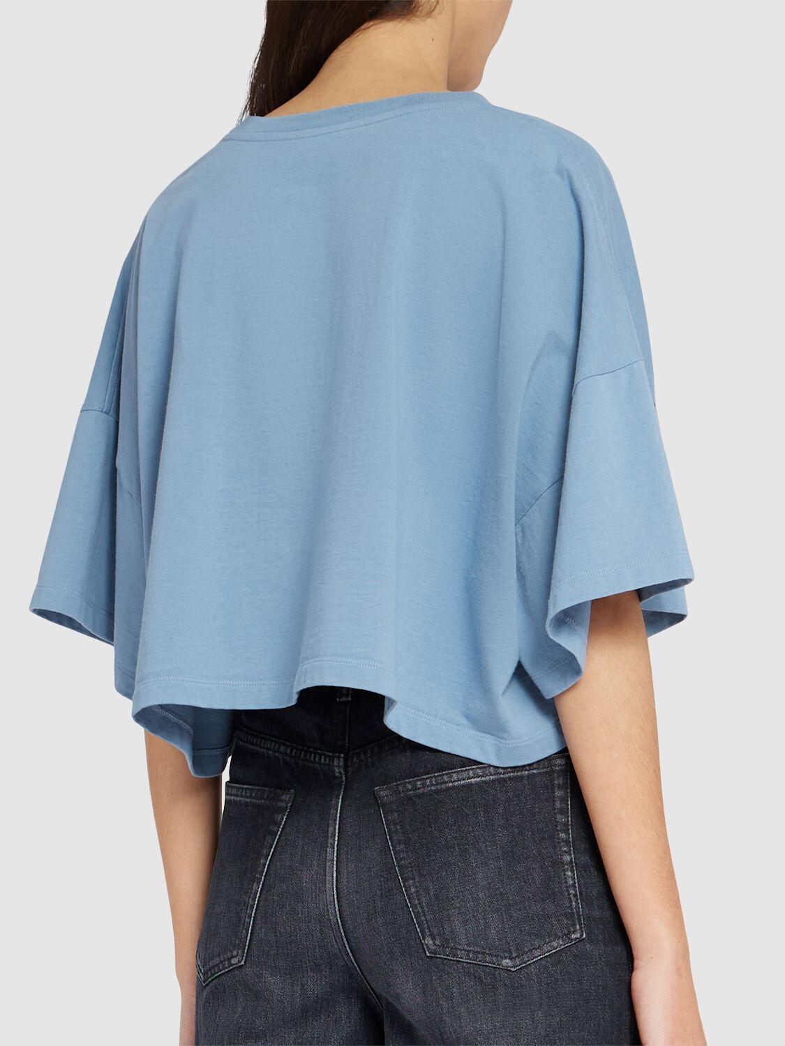 CHLOÉ Women Light Blue Jersey Cropped Logo T-shirt Product Image