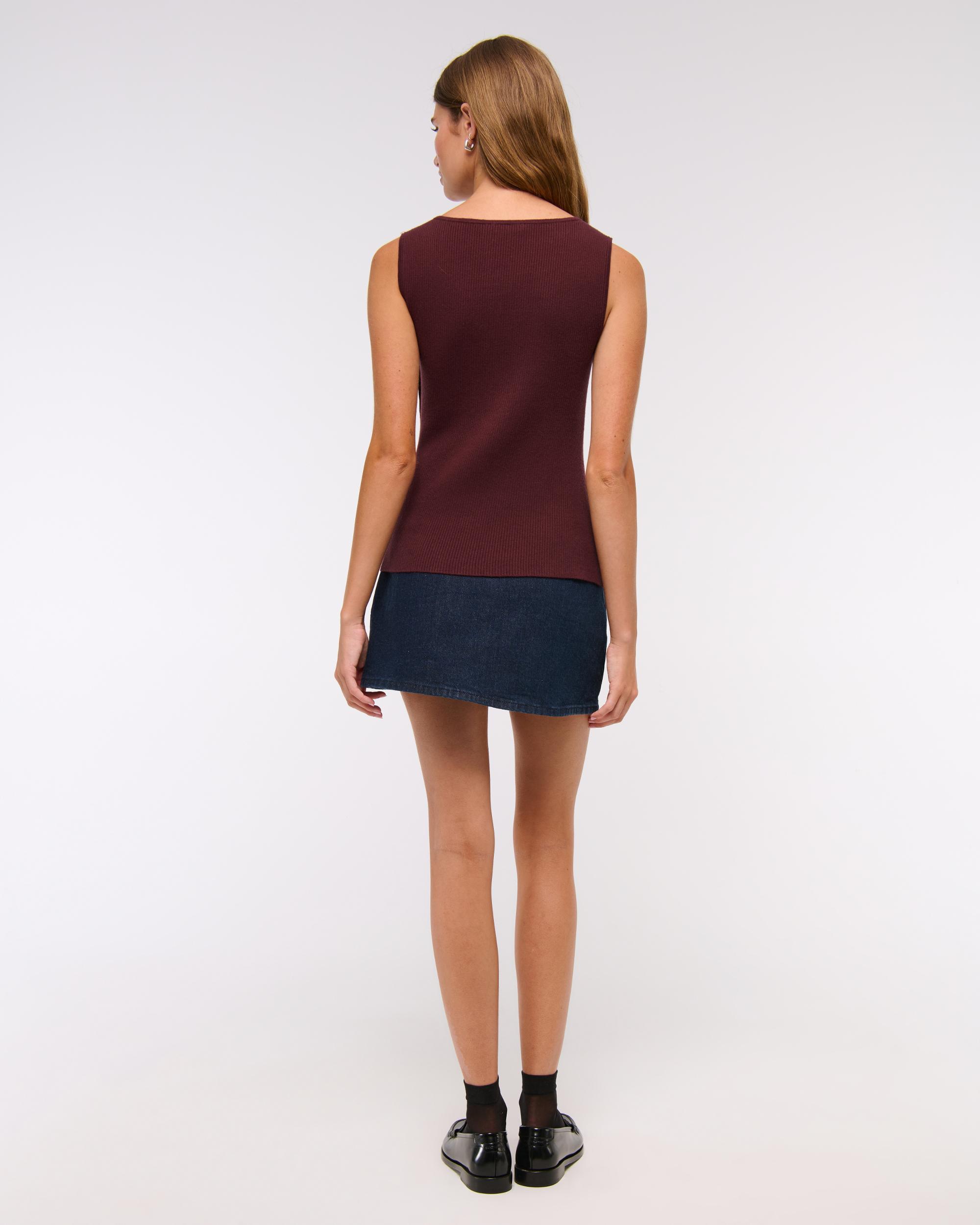 Asymmetrical Button Sweater Tank Product Image