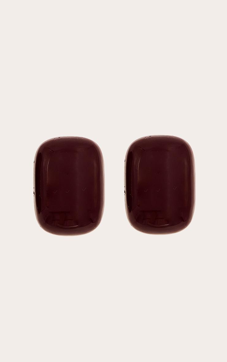 Burgundy Smooth Rectangular Stud Earrings Product Image