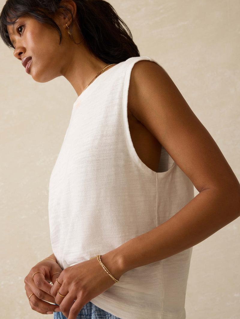 Sunwashed Slub Muscle Tank - White Product Image