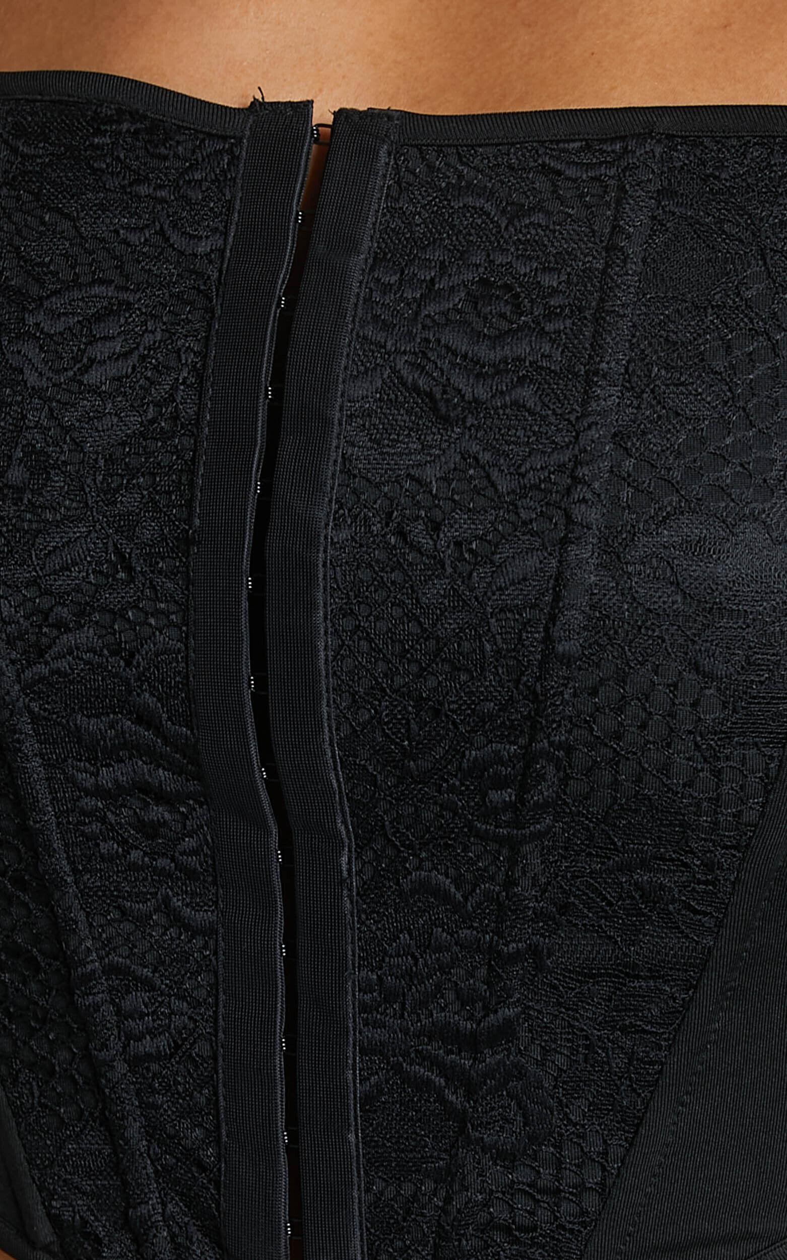 Sienna Top - Lace Bell Sleeve Corset Top in Black Product Image