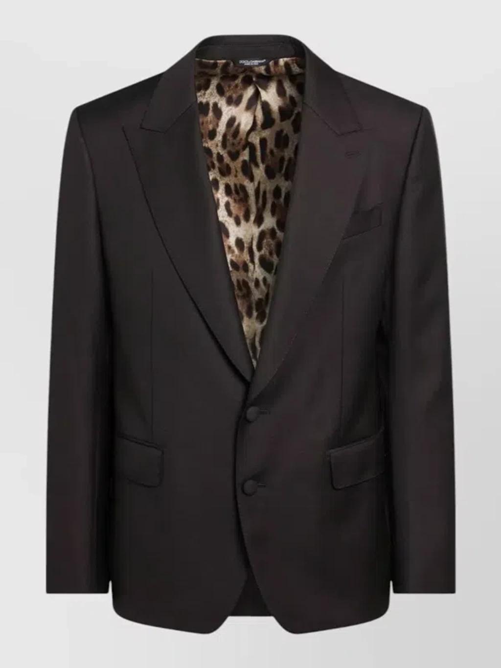 DOLCE & GABBANA Brown Single-breasted Jacket With Peak Revers In Wool Man In Green Product Image