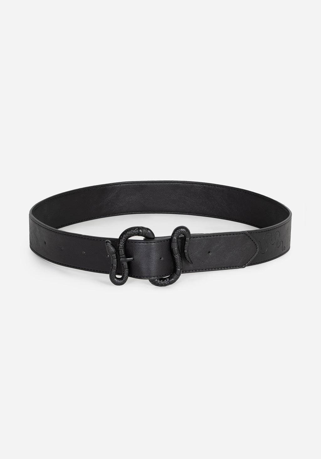 Mamba Debossed Belt With Snake Buckle - Black Product Image