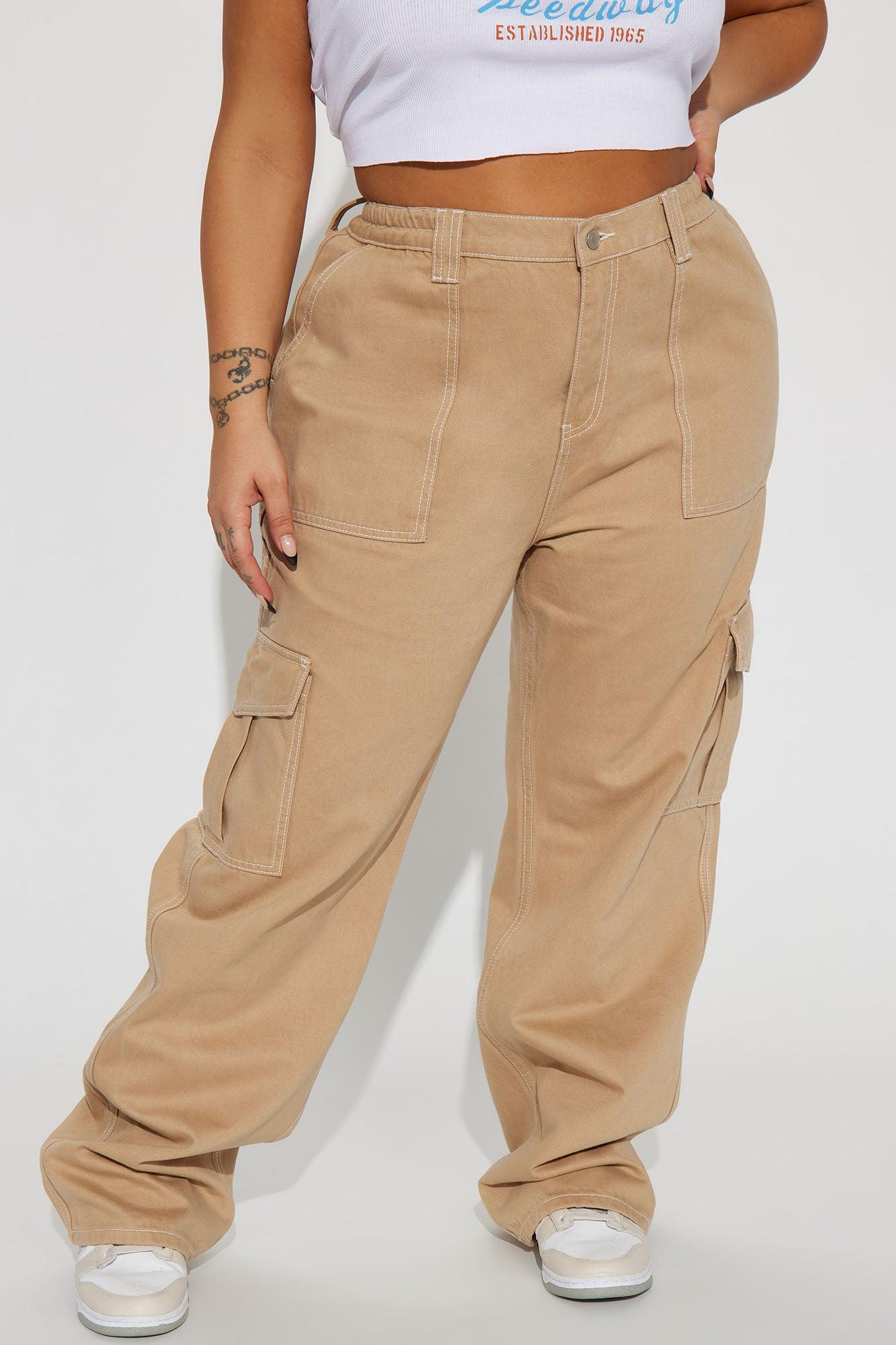 Give Me A Break Cargo Carpenter Jeans - Khaki Product Image