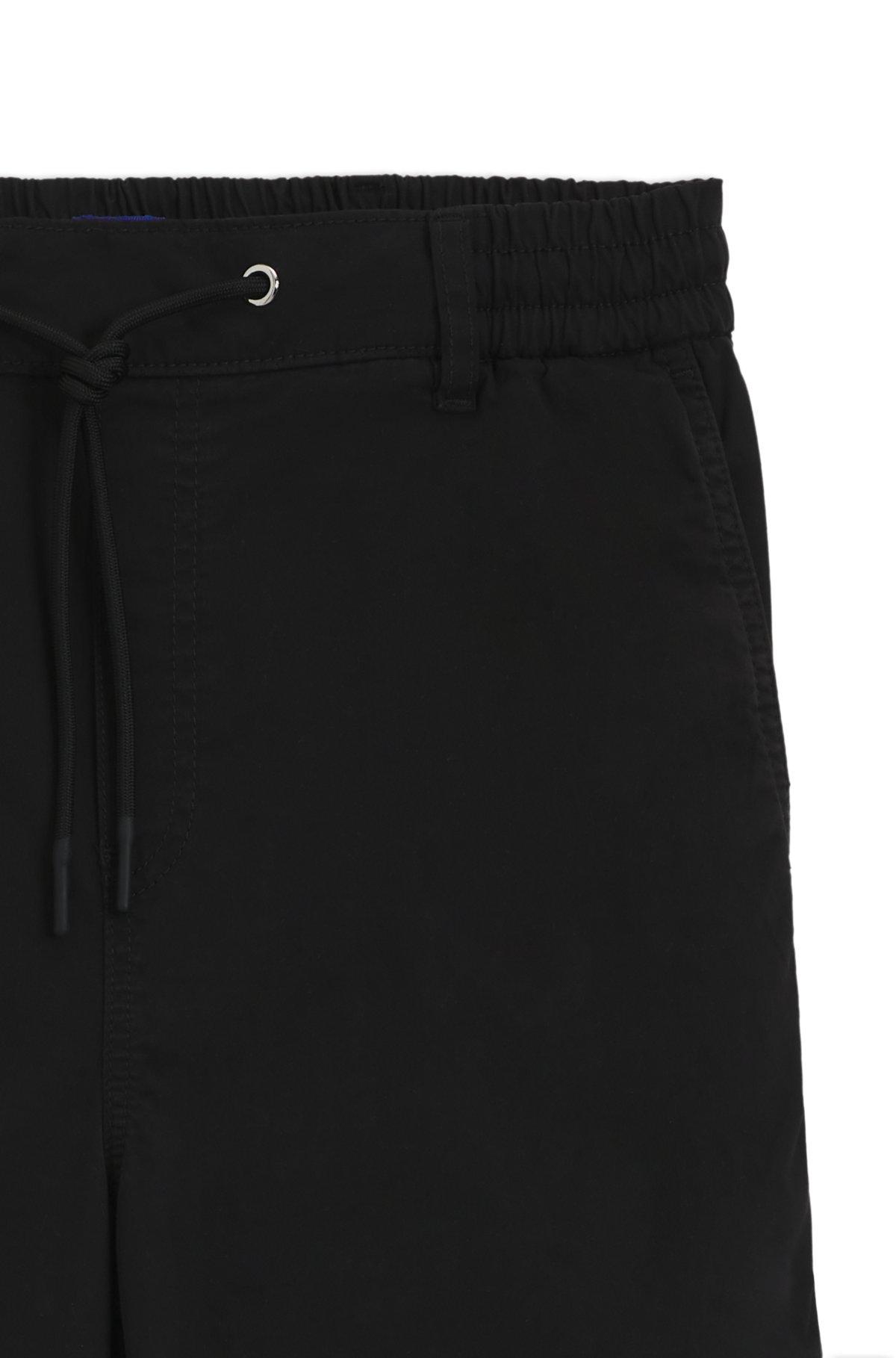 HUGO - Relaxed-fit pants in washed stretch cotton - Black Product Image