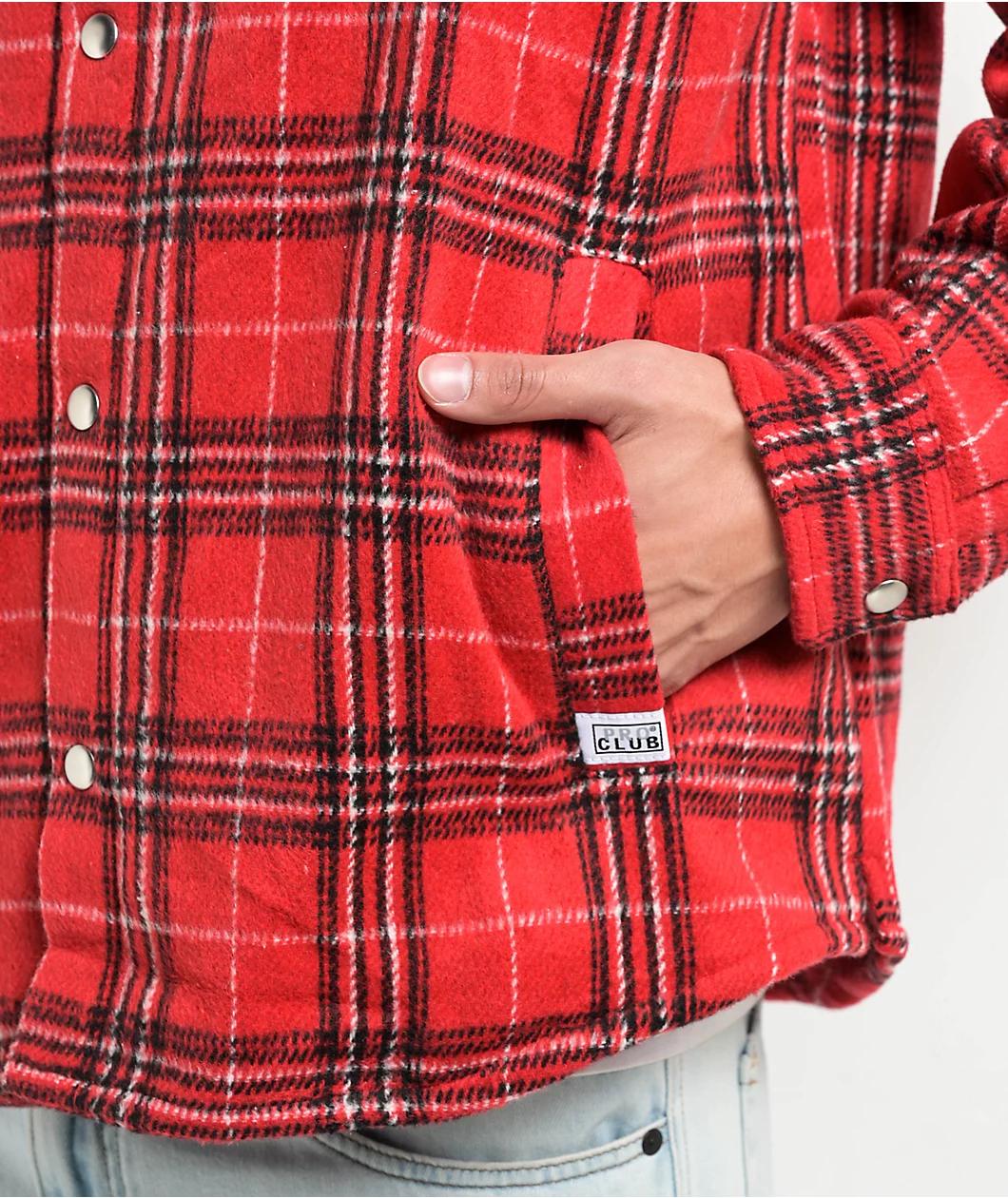 Pro Club Heavyweight Red Plaid Flannel Work Jacket Product Image