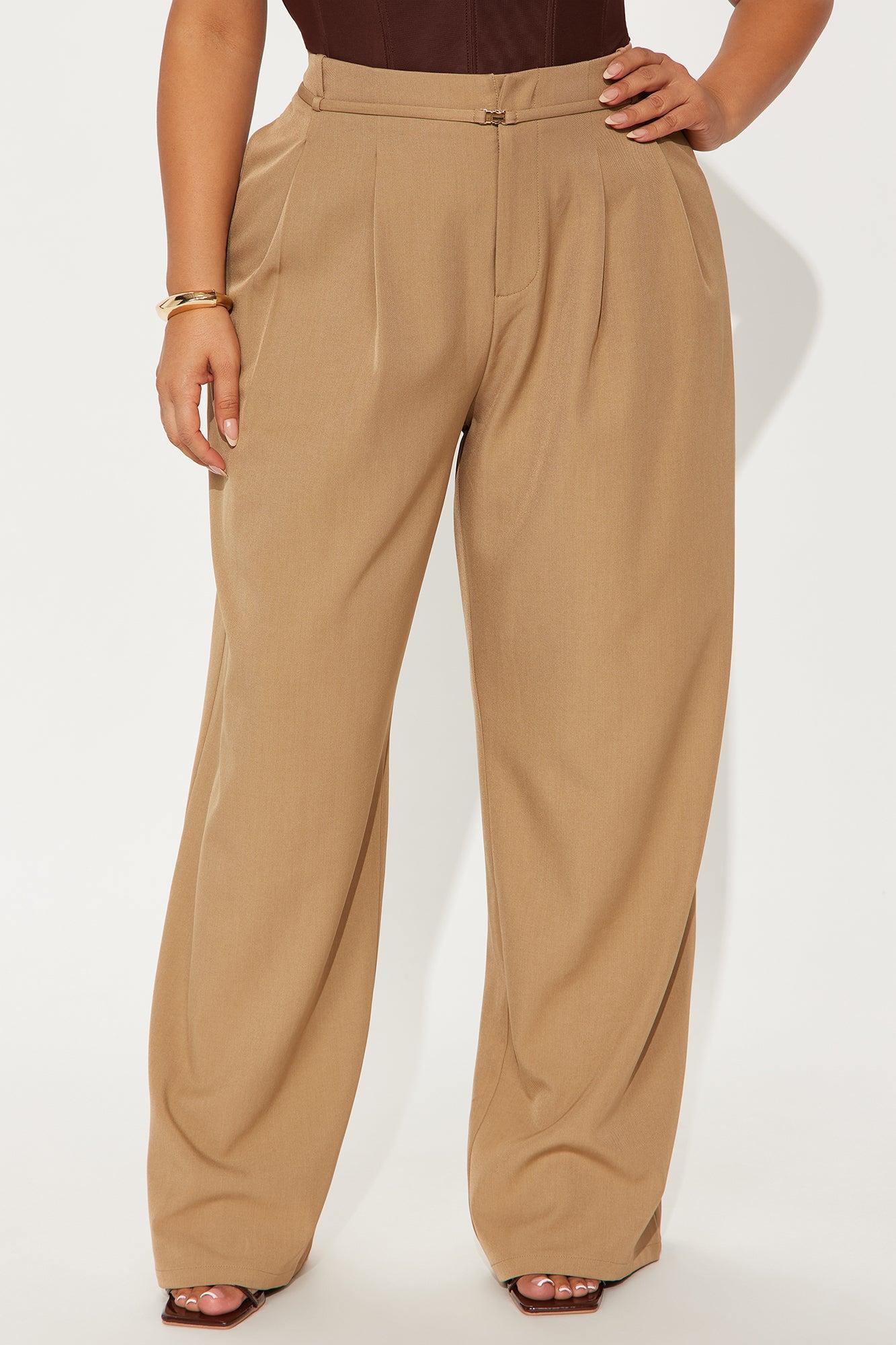 Elevated Position Belted Wide Leg Trouser Pant - Mocha Female Product Image