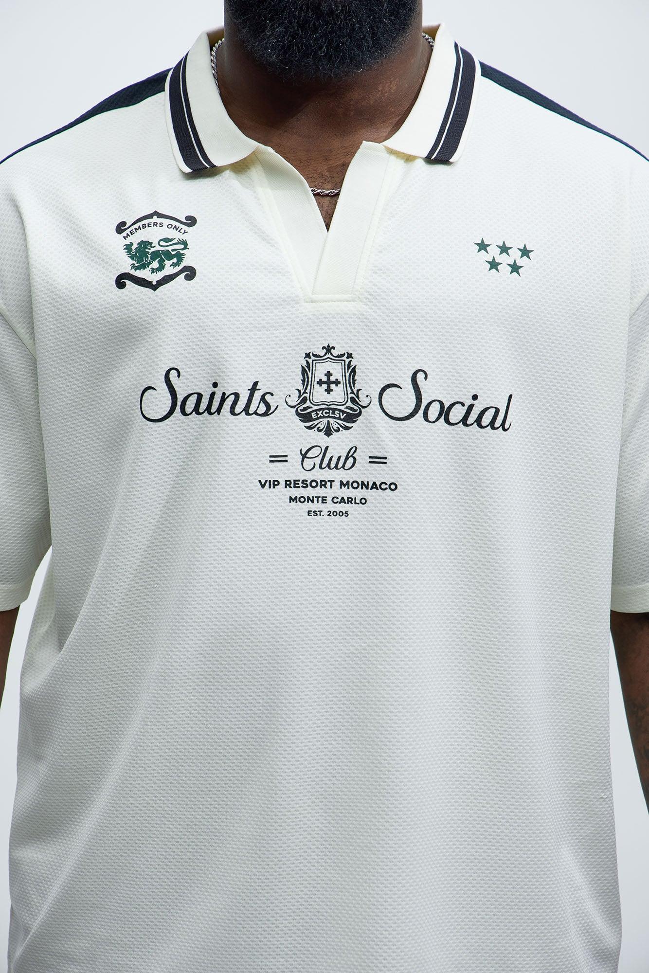 Saints Social Johnny Collar Soccer Jersey - Off White Product Image
