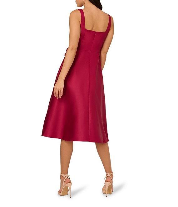 Adrianna Papell Square Neck Sleeveless 3D Flower Applique Mikado A-Line Midi Dress Product Image