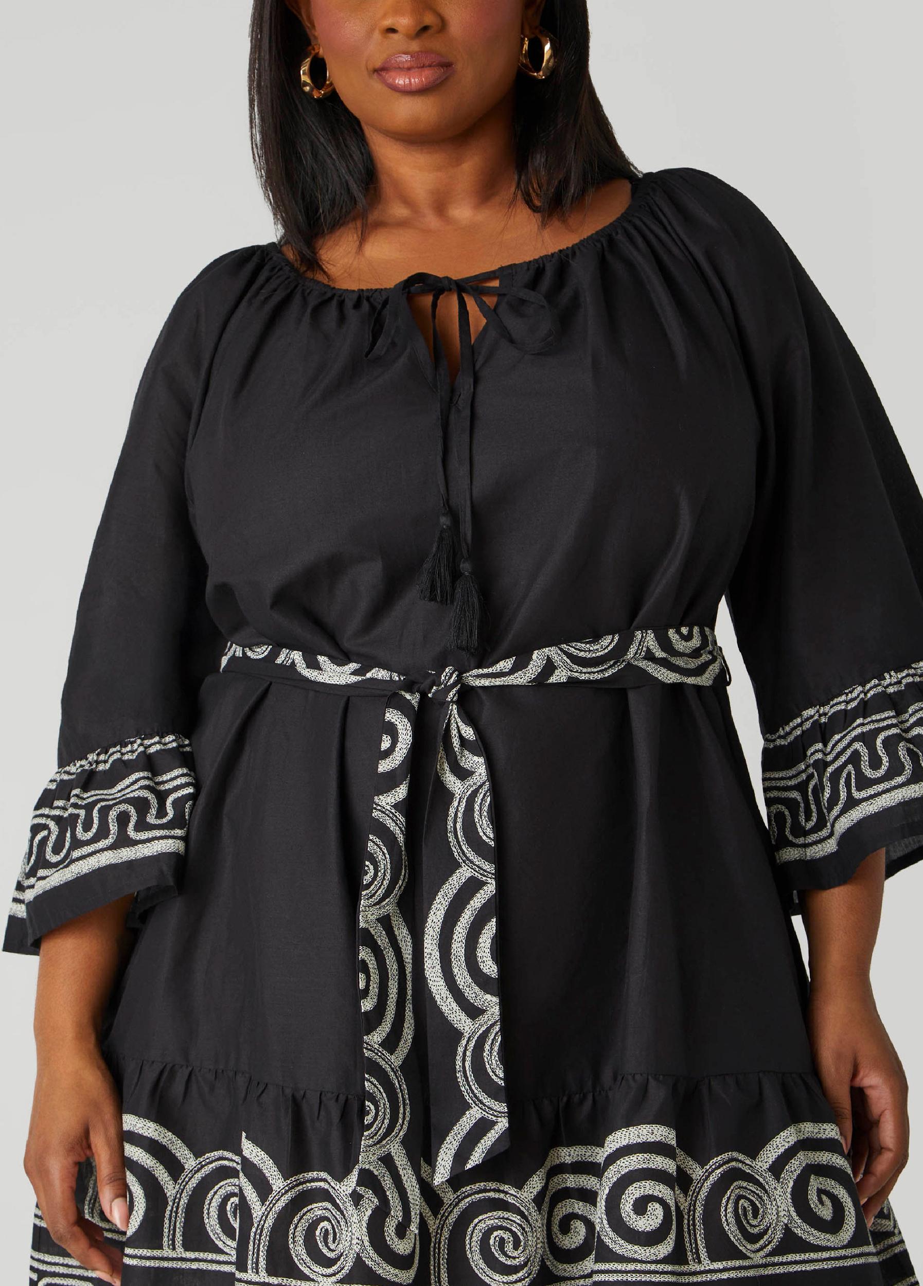 Scroll Print Cotton Swing Dress Product Image