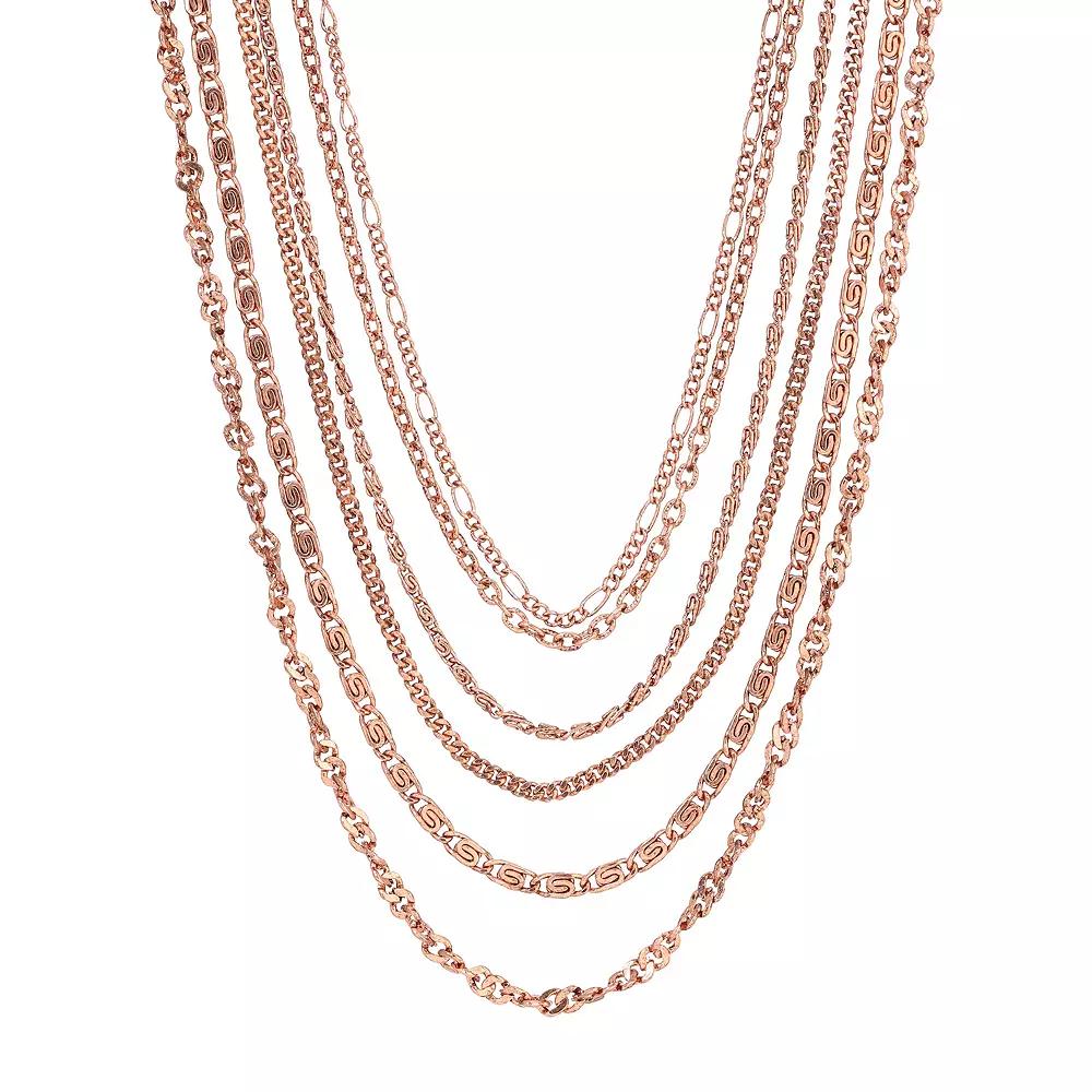1928 Copper Tone Multi-Strand Necklace, Women's, Brown Product Image