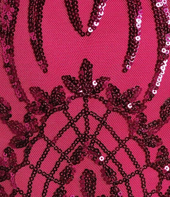 Midnight Doll Pattern Sequin Open Back Dress Product Image