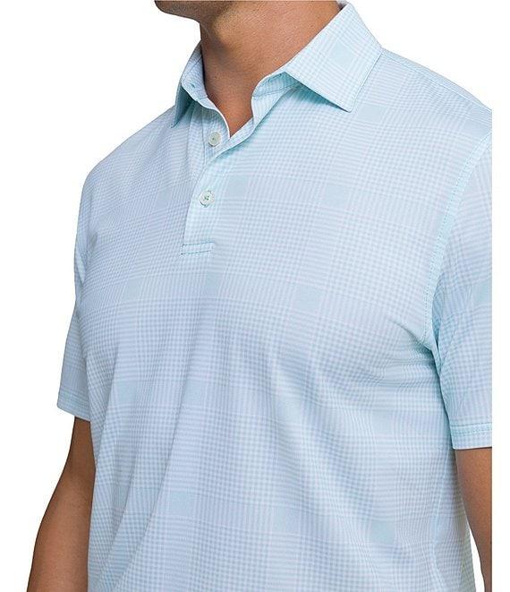 Southern Tide Driver Coral Key Plaid Printed Short Sleeve Polo Shirt Product Image