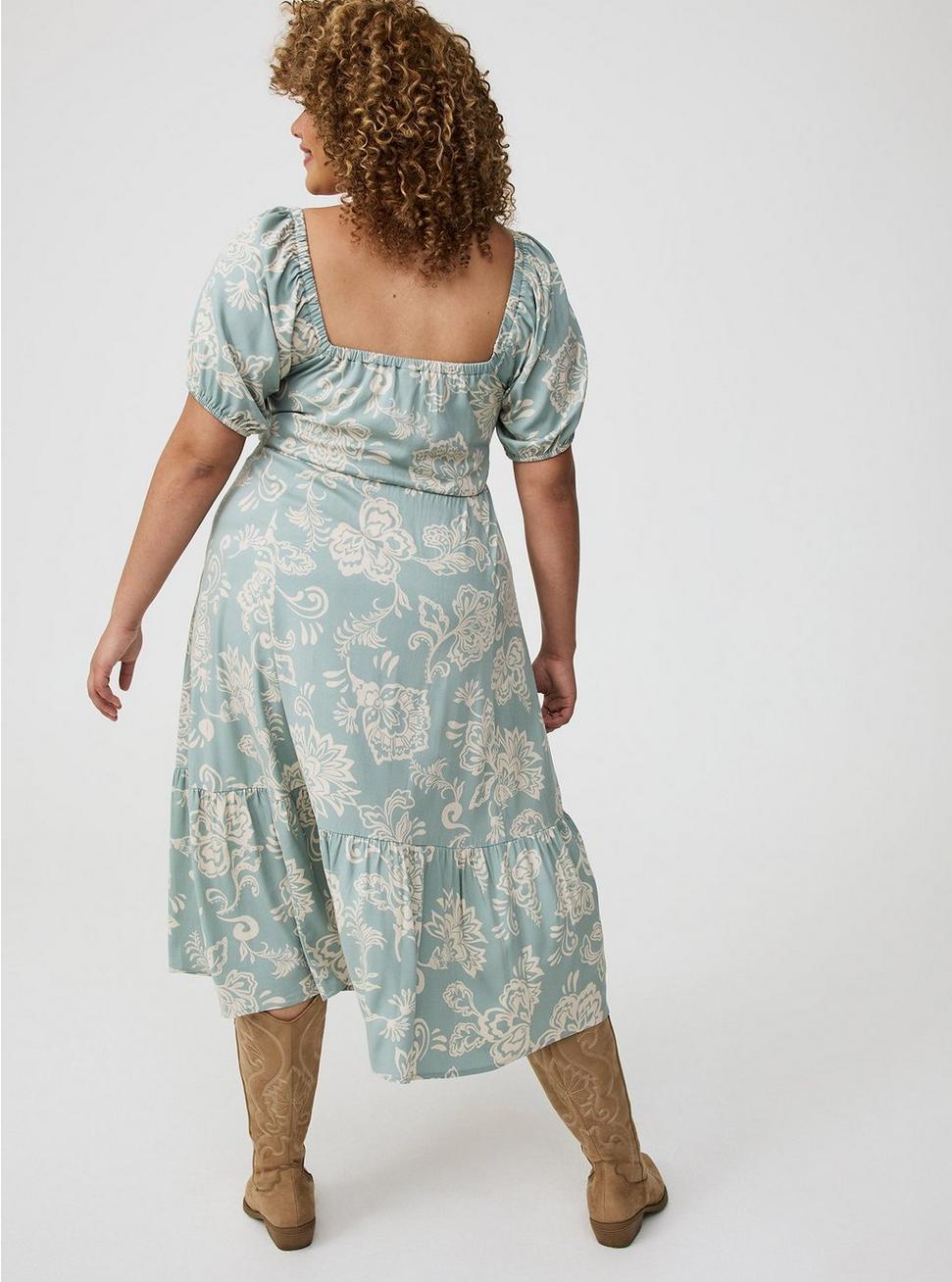 Midi Puff-Sleeve Tiered Dress Product Image