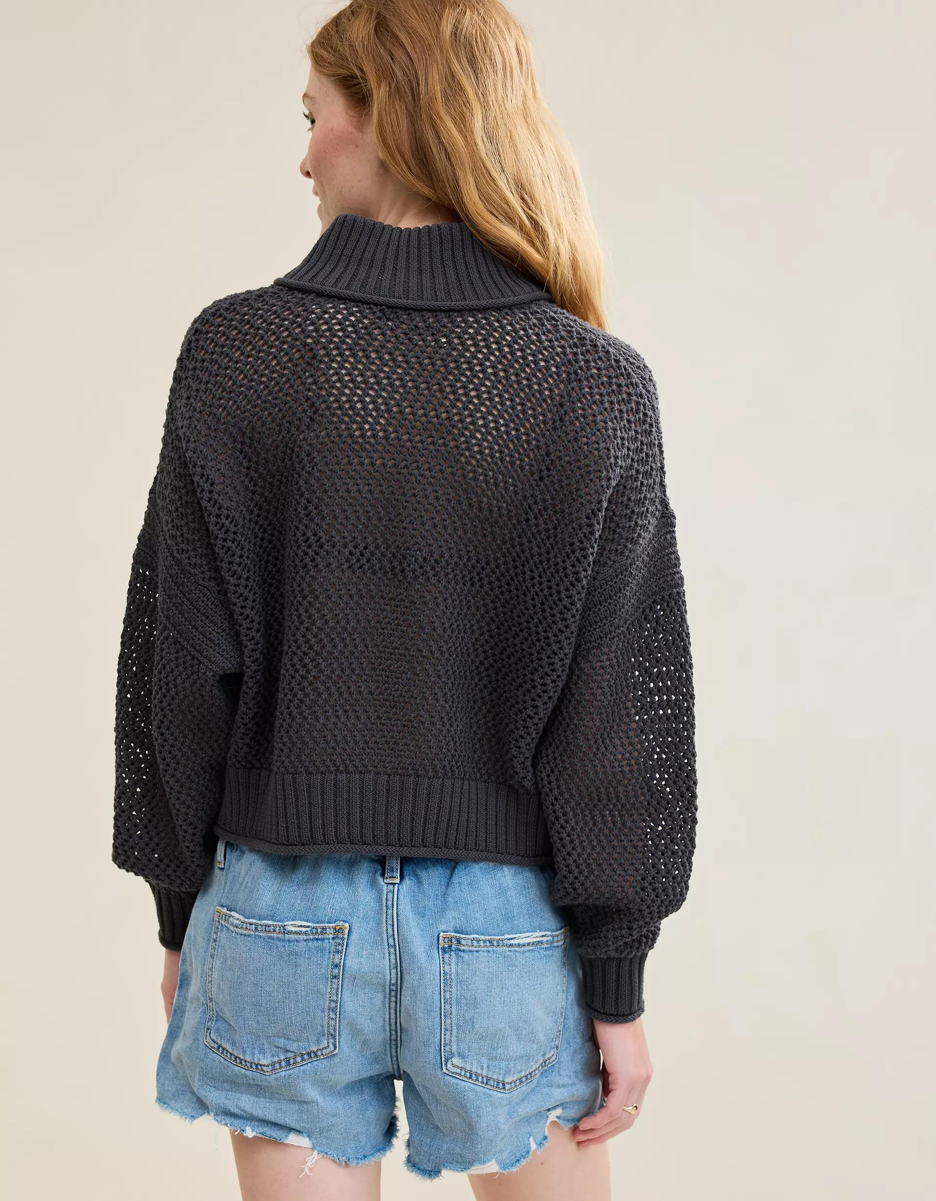 Aerie Crochet Quarter Zip Sweater Product Image