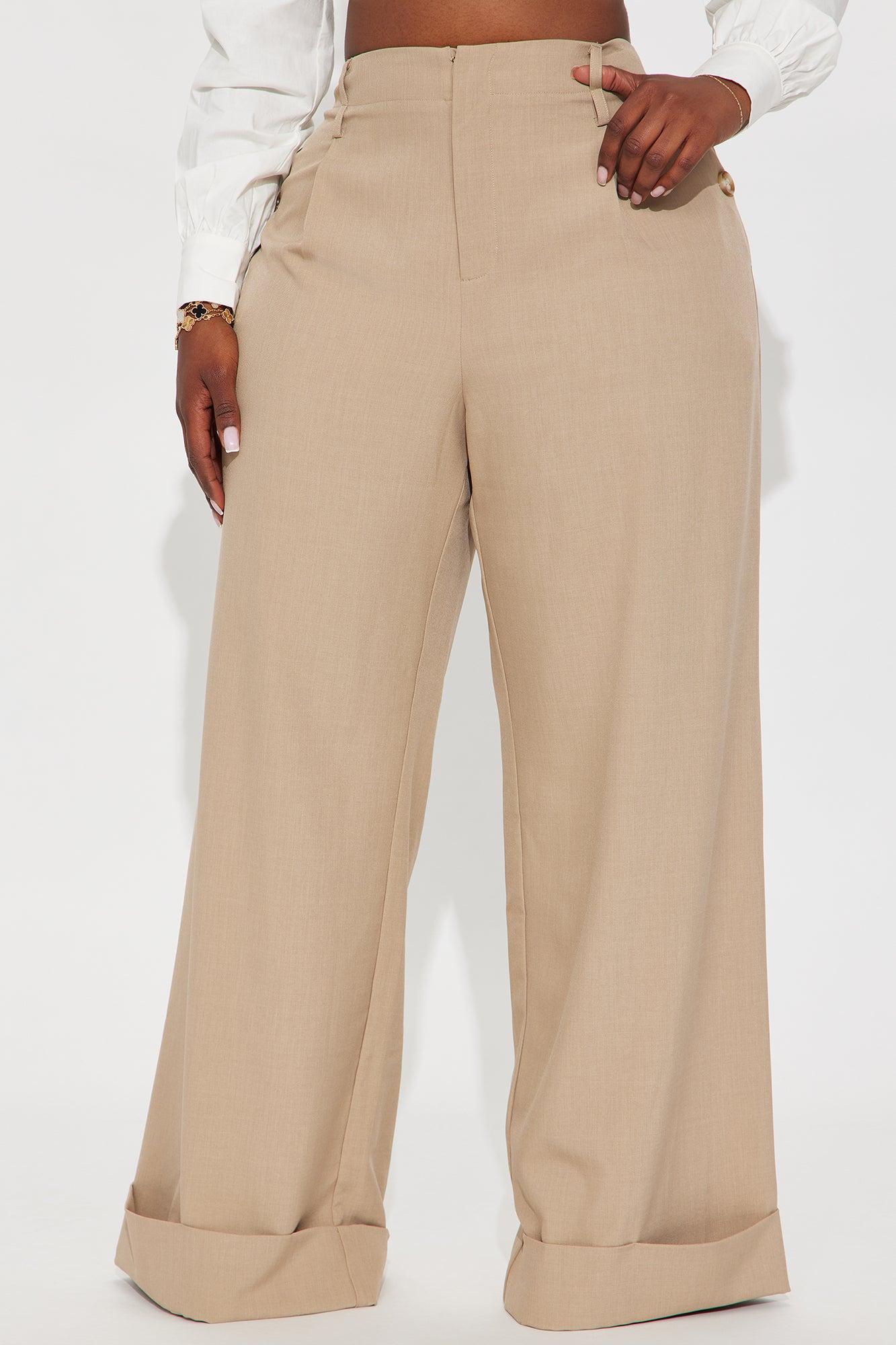 Kiah Cuffed Wide Leg Trouser - Tan Female Product Image