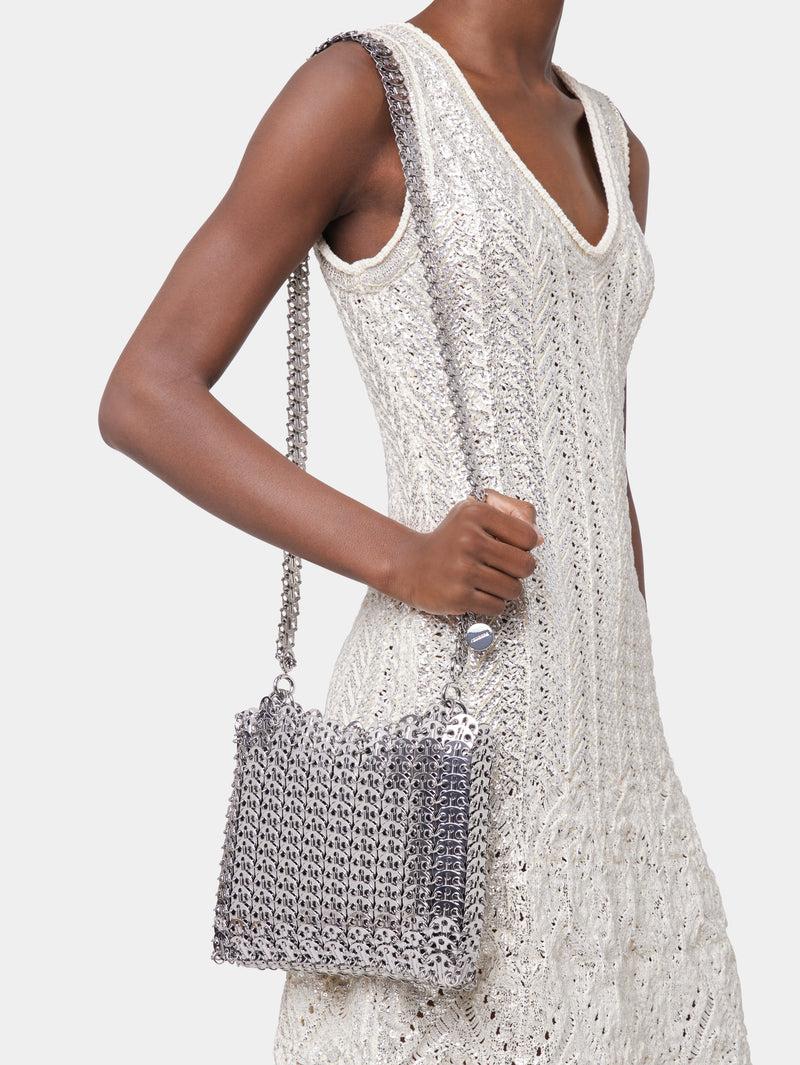 ECRU SHORT DRESS IN COTTON KNIT WITH SILVER INDUCTION Product Image