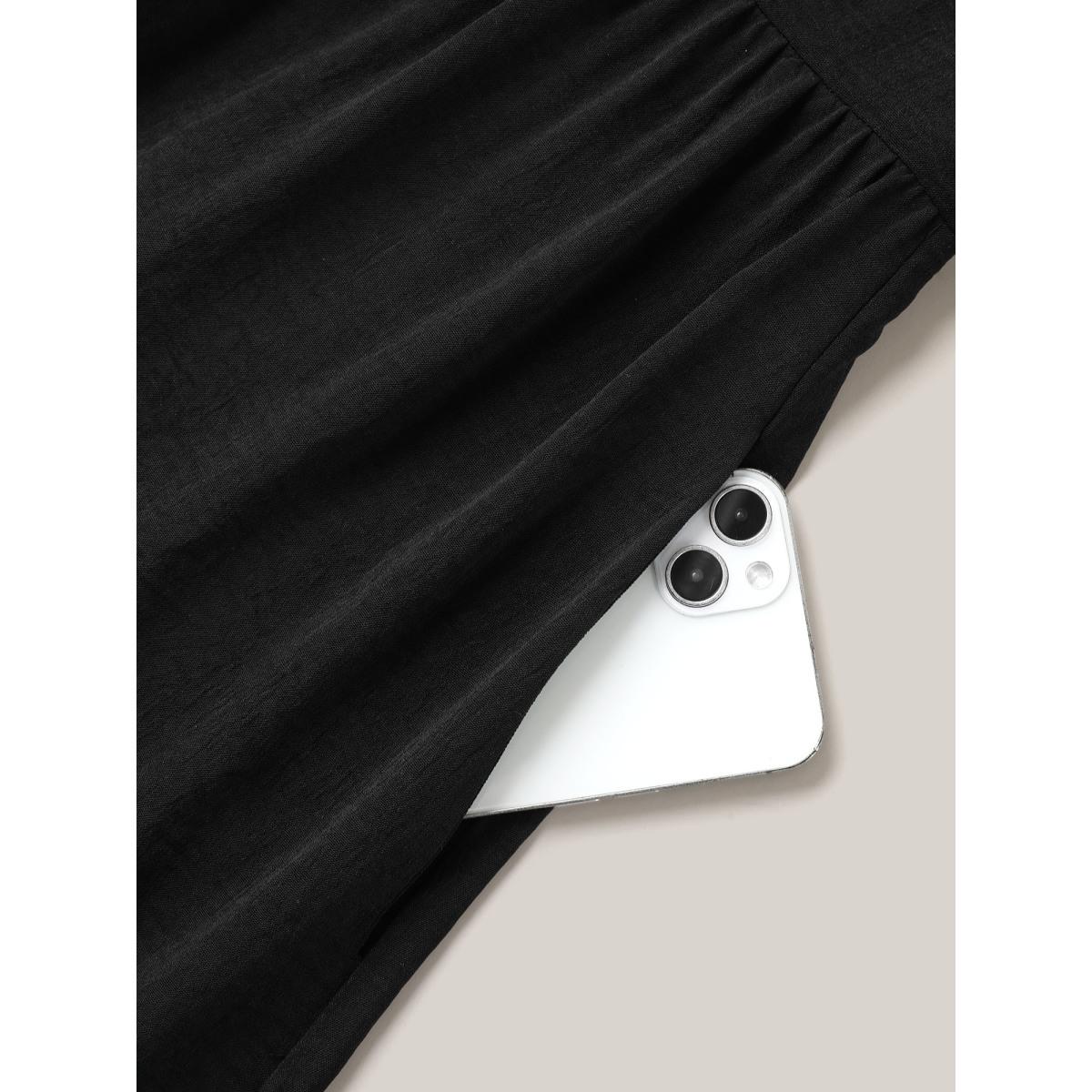 Plus Size Color Contrast Flutter Sleeve Tiered Midi Dress Scarlet Women Elegant Gathered Overlap Collar Short sleeve Curvy BloomChic 12/L Product Image