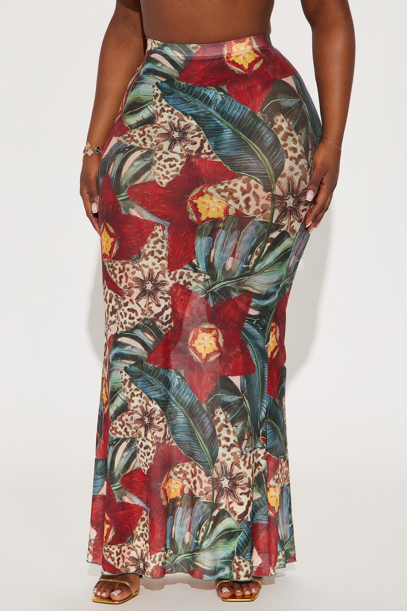 In Full Bloom Mesh Maxi Skirt - Brown/combo Product Image