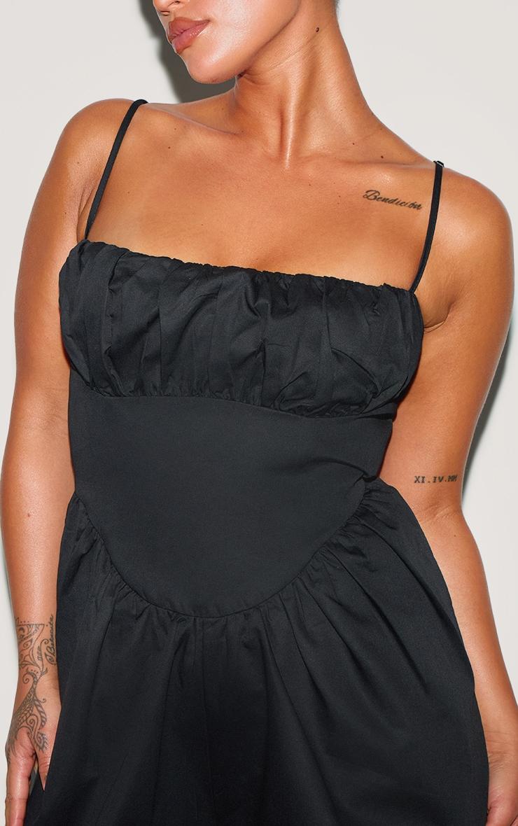 Plus Black Premium Ruched Corset Detail Wide Leg Jumpsuit Product Image