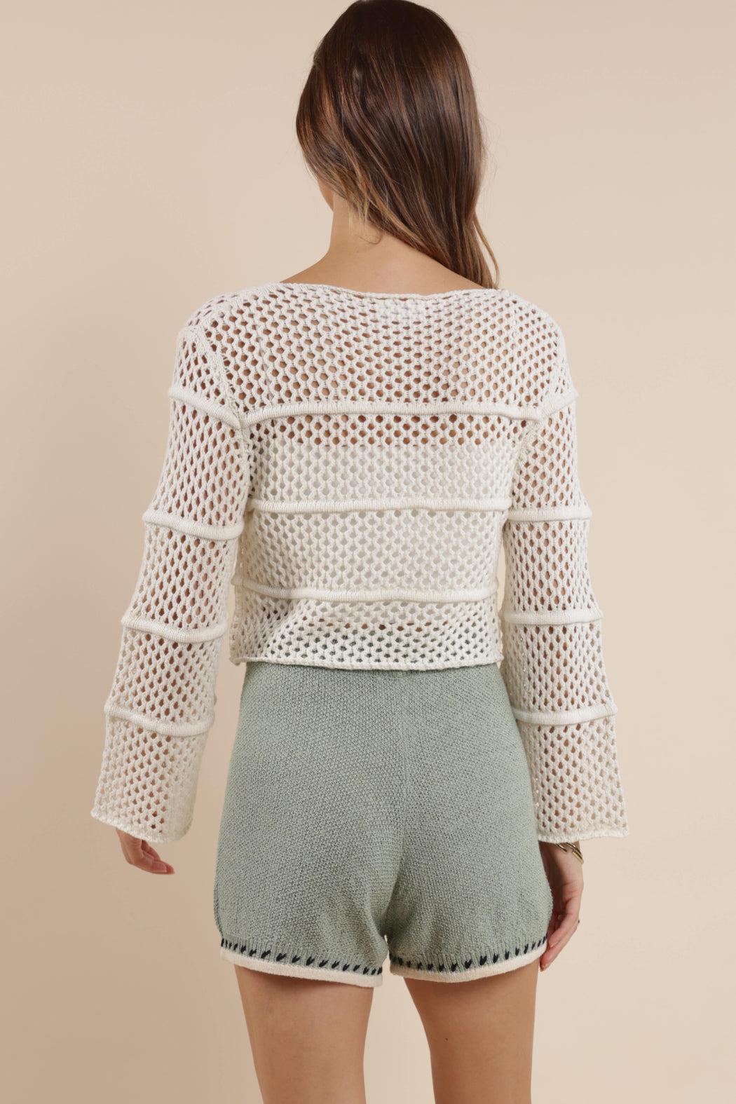 POPPY CROCHET BELL SLEEVE SWEATER Product Image