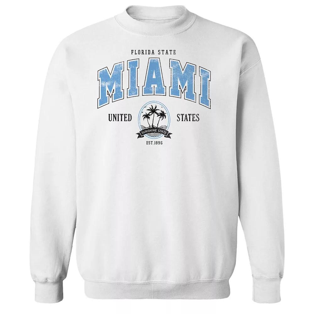 Junior's Miami Graphic Fleece Sweatshirt, Women's, Size: Small, White Product Image